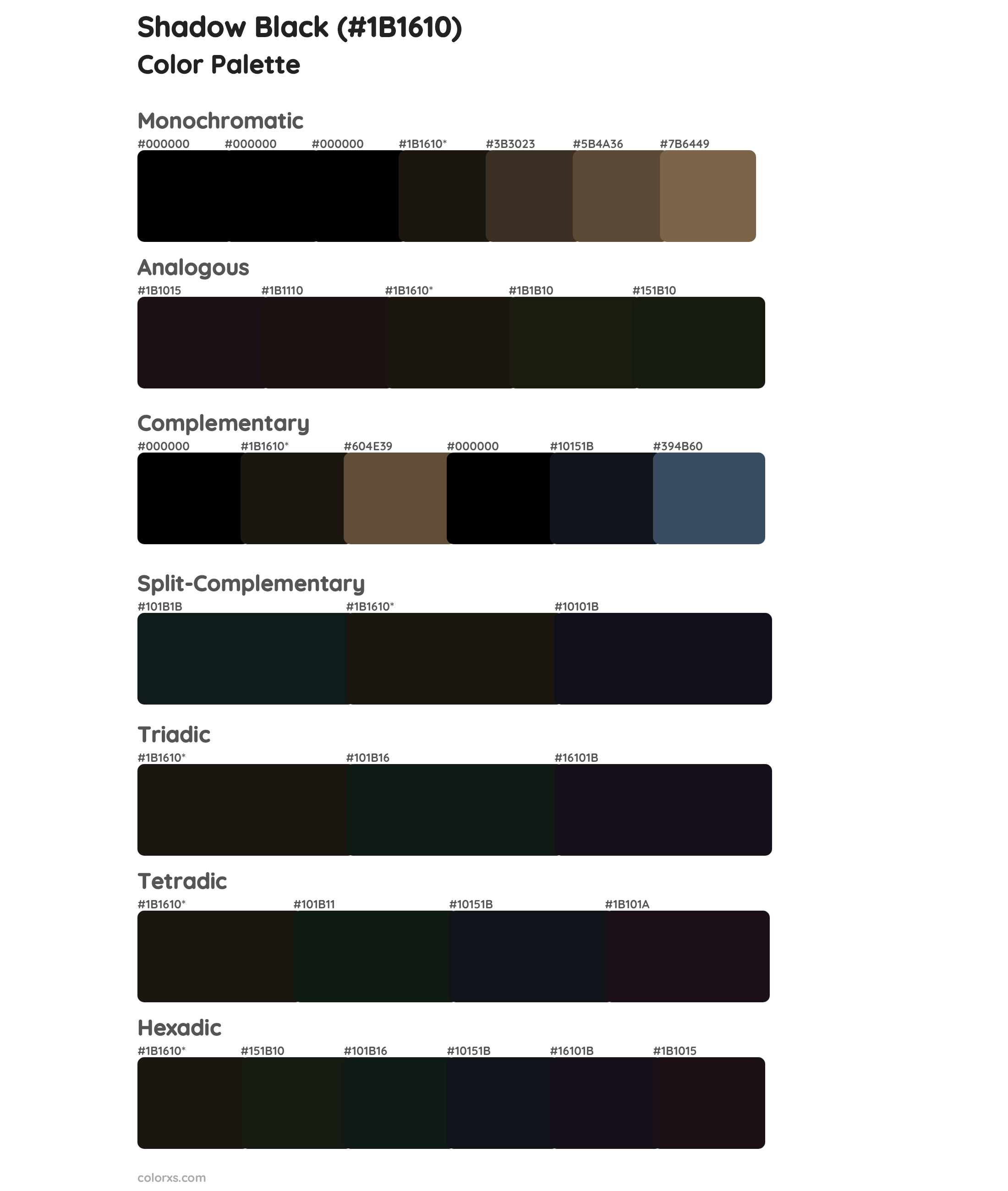 Shadow Black Color Scheme Palettes