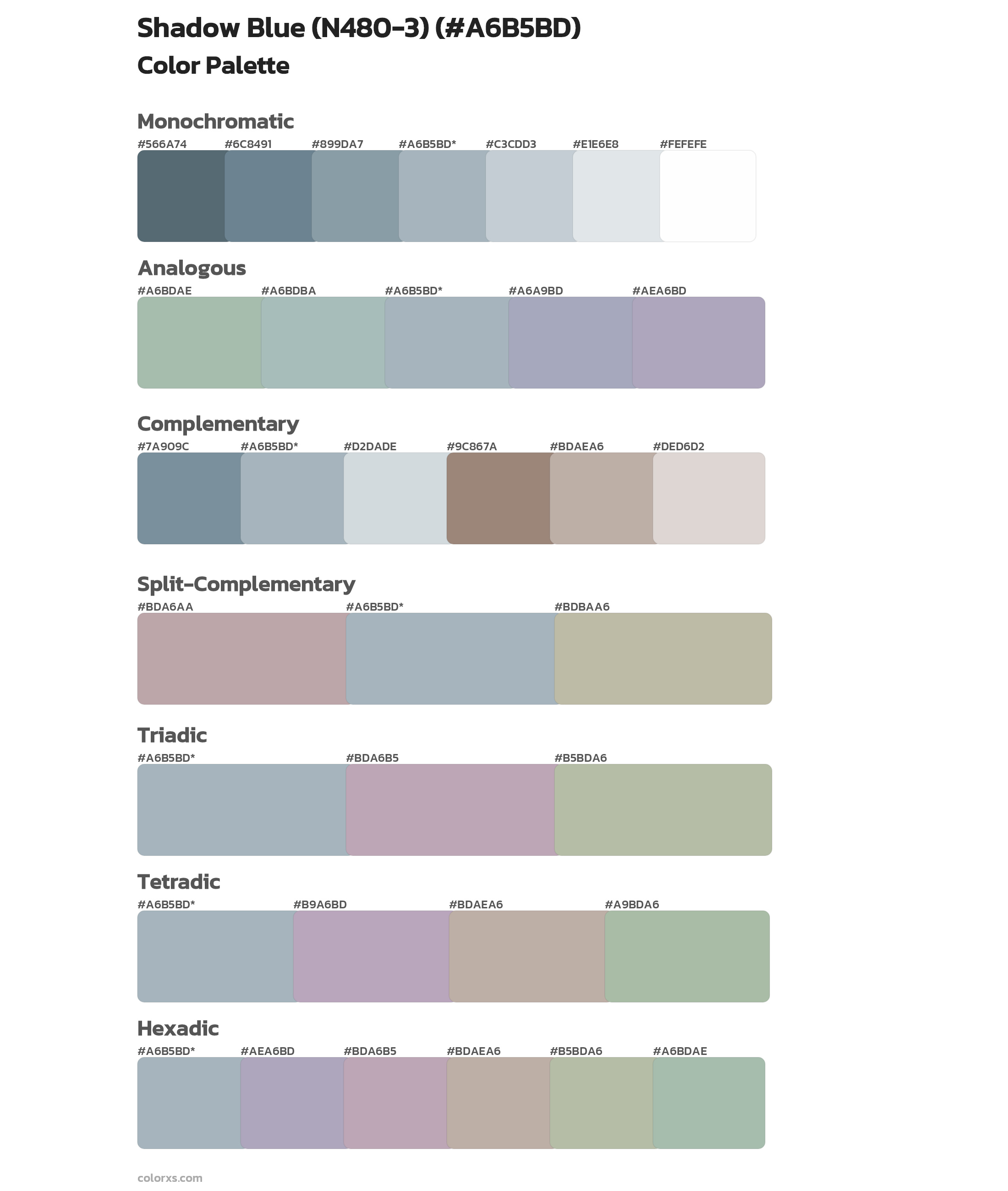 Shadow Blue (N480-3) Color Scheme Palettes