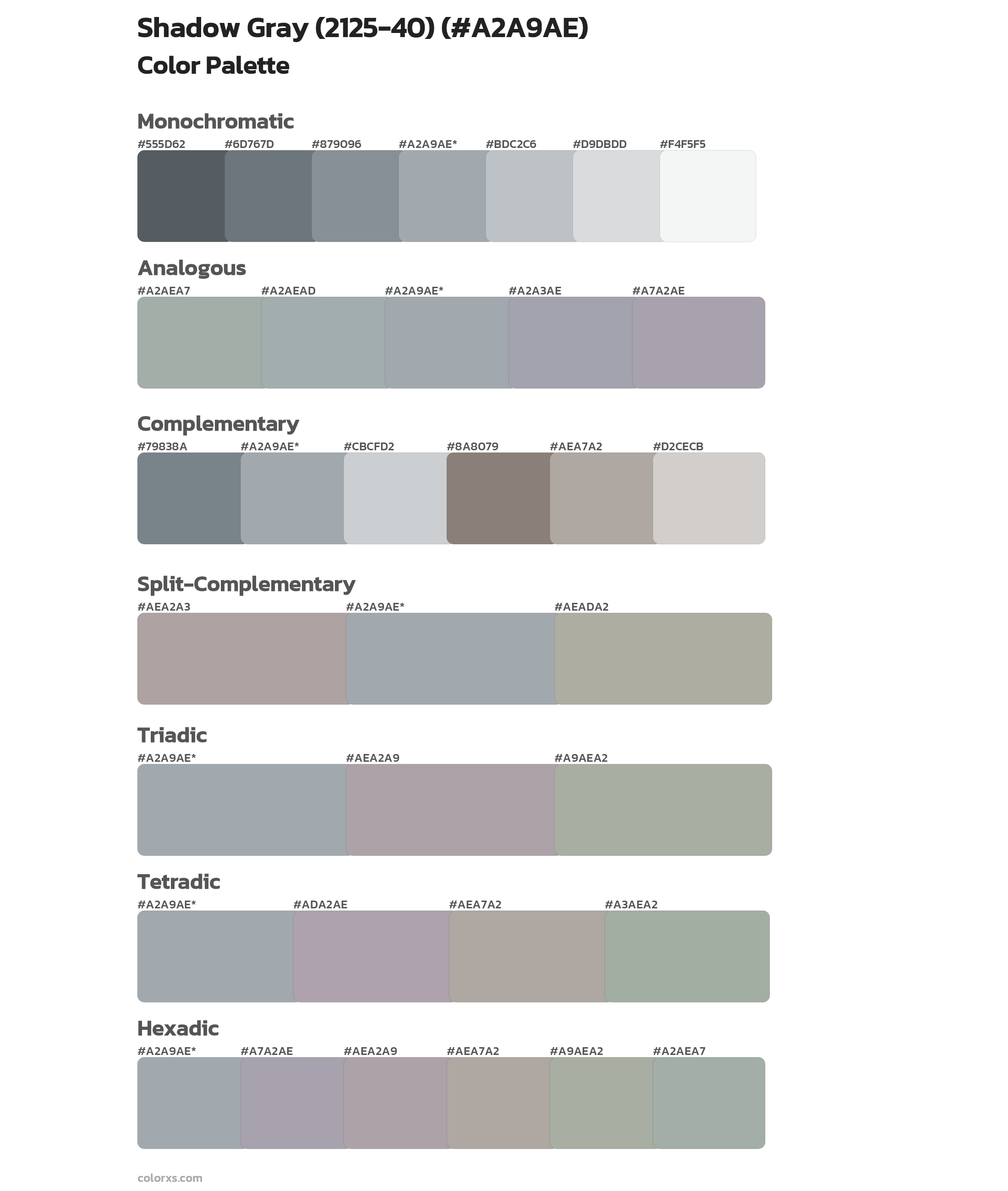Shadow Gray (2125-40) Color Scheme Palettes