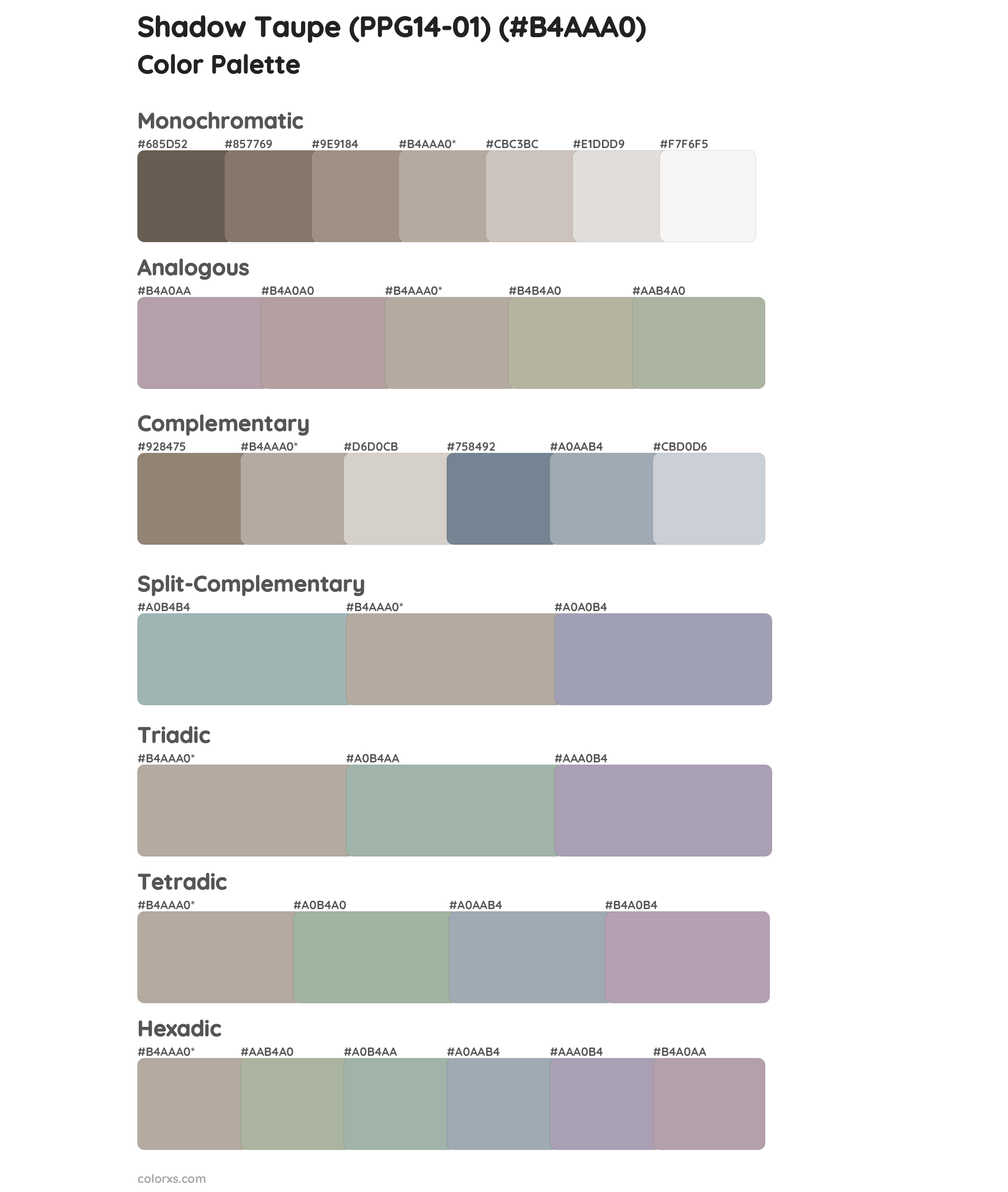 Shadow Taupe (PPG14-01) Color Scheme Palettes
