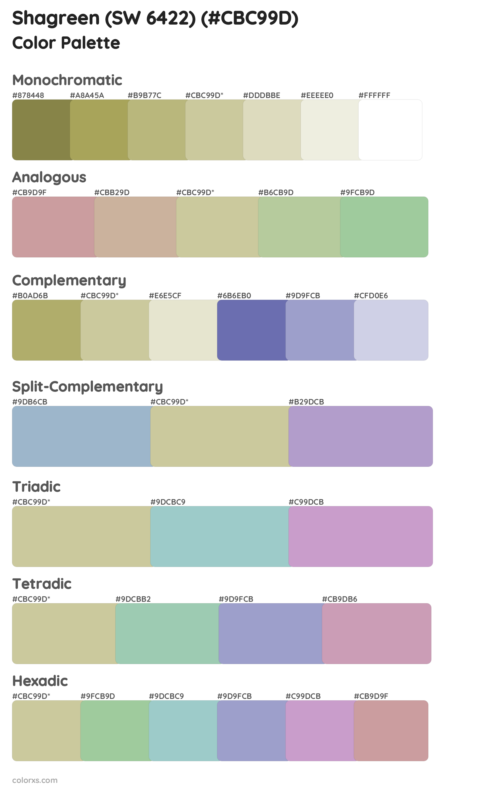 Shagreen (SW 6422) Color Scheme Palettes