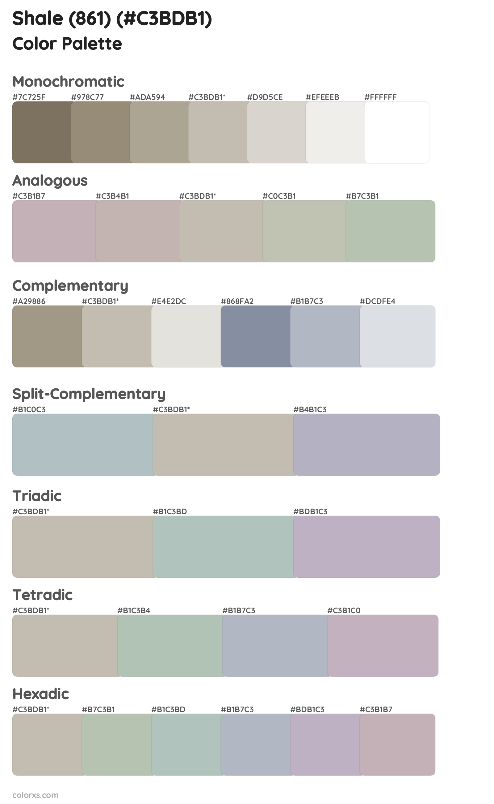 Shale (861) Color Scheme Palettes