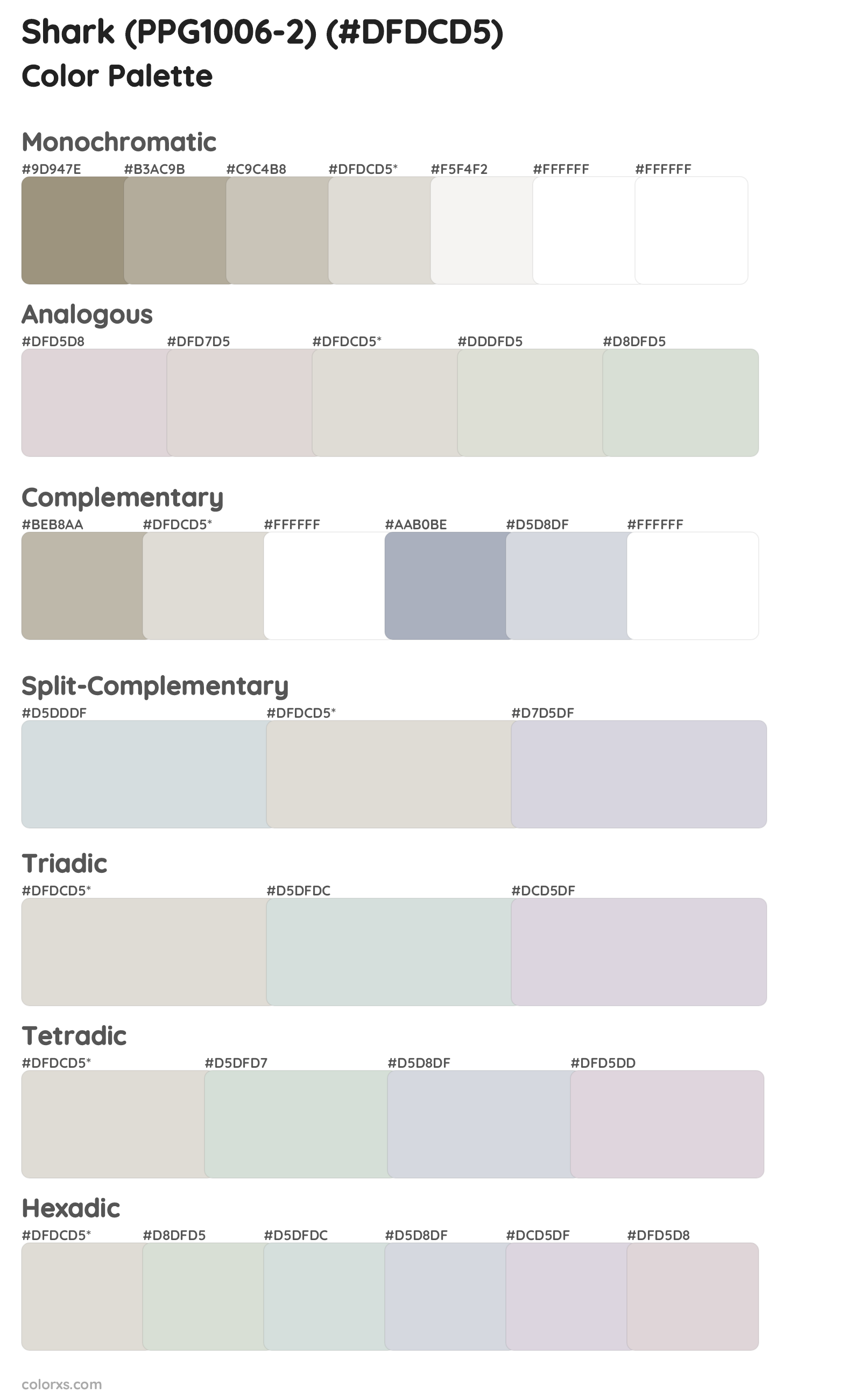 Shark (PPG1006-2) Color Scheme Palettes