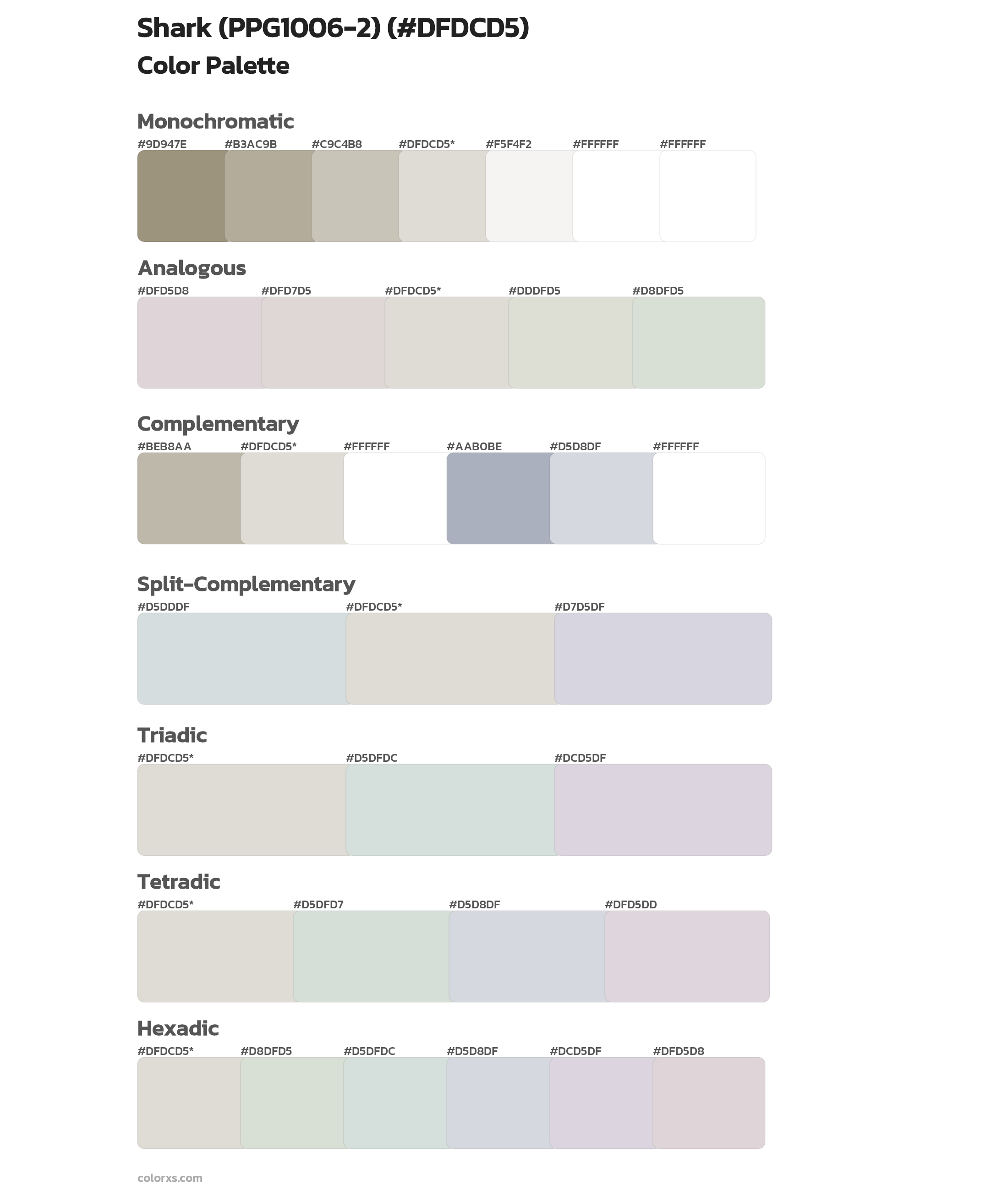 Shark (PPG1006-2) Color Scheme Palettes