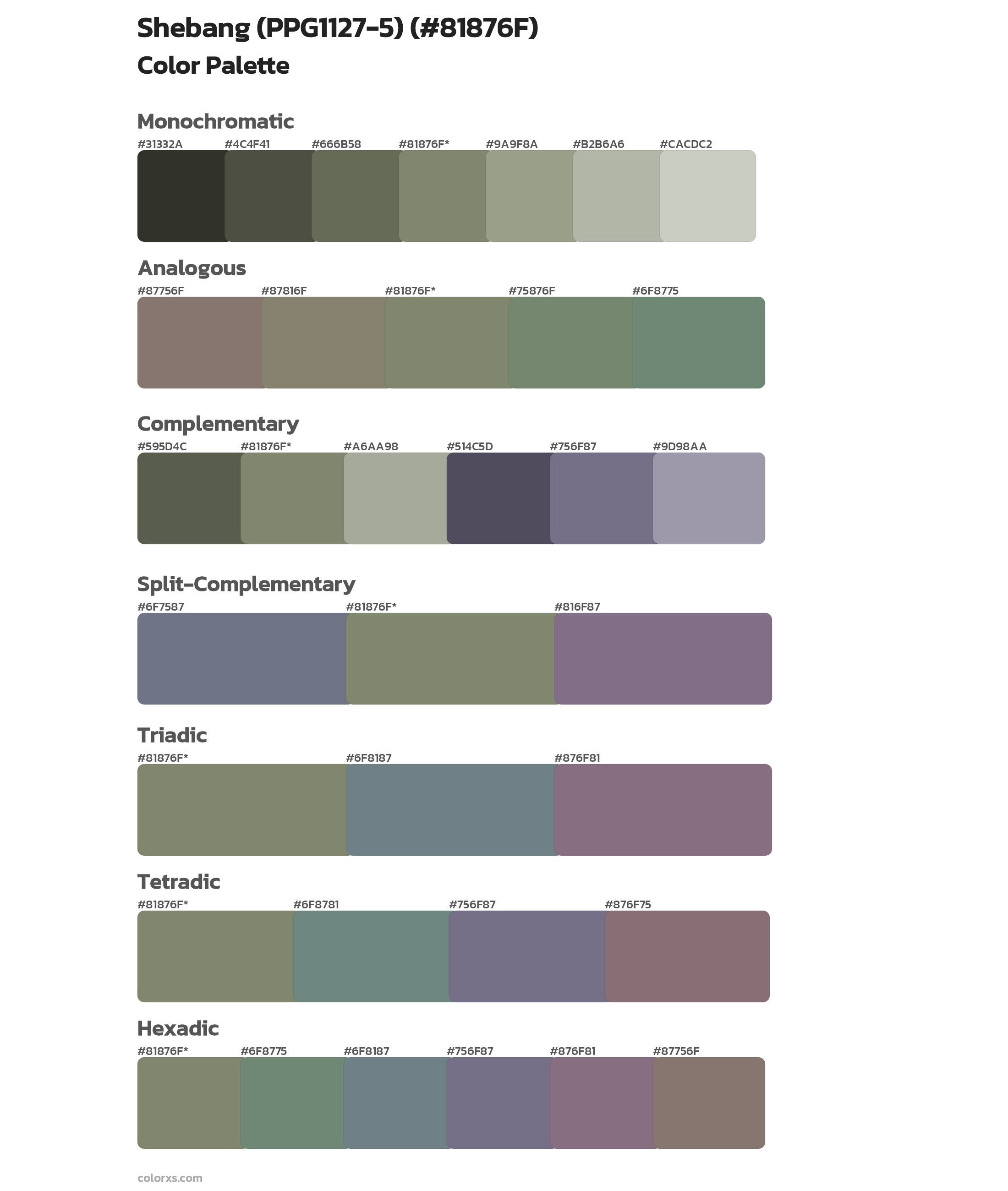 Shebang (PPG1127-5) Color Scheme Palettes