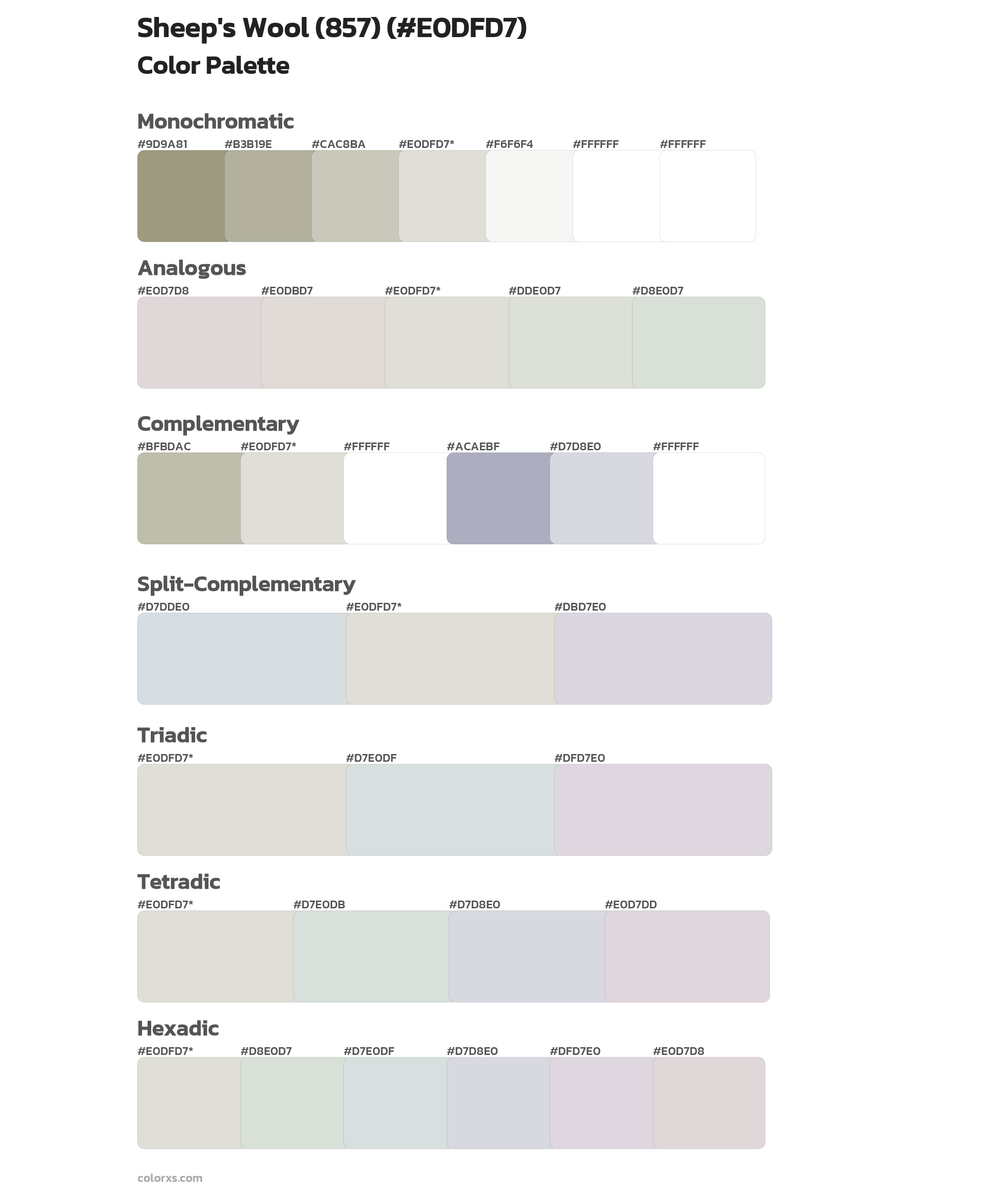 Sheep's Wool (857) Color Scheme Palettes