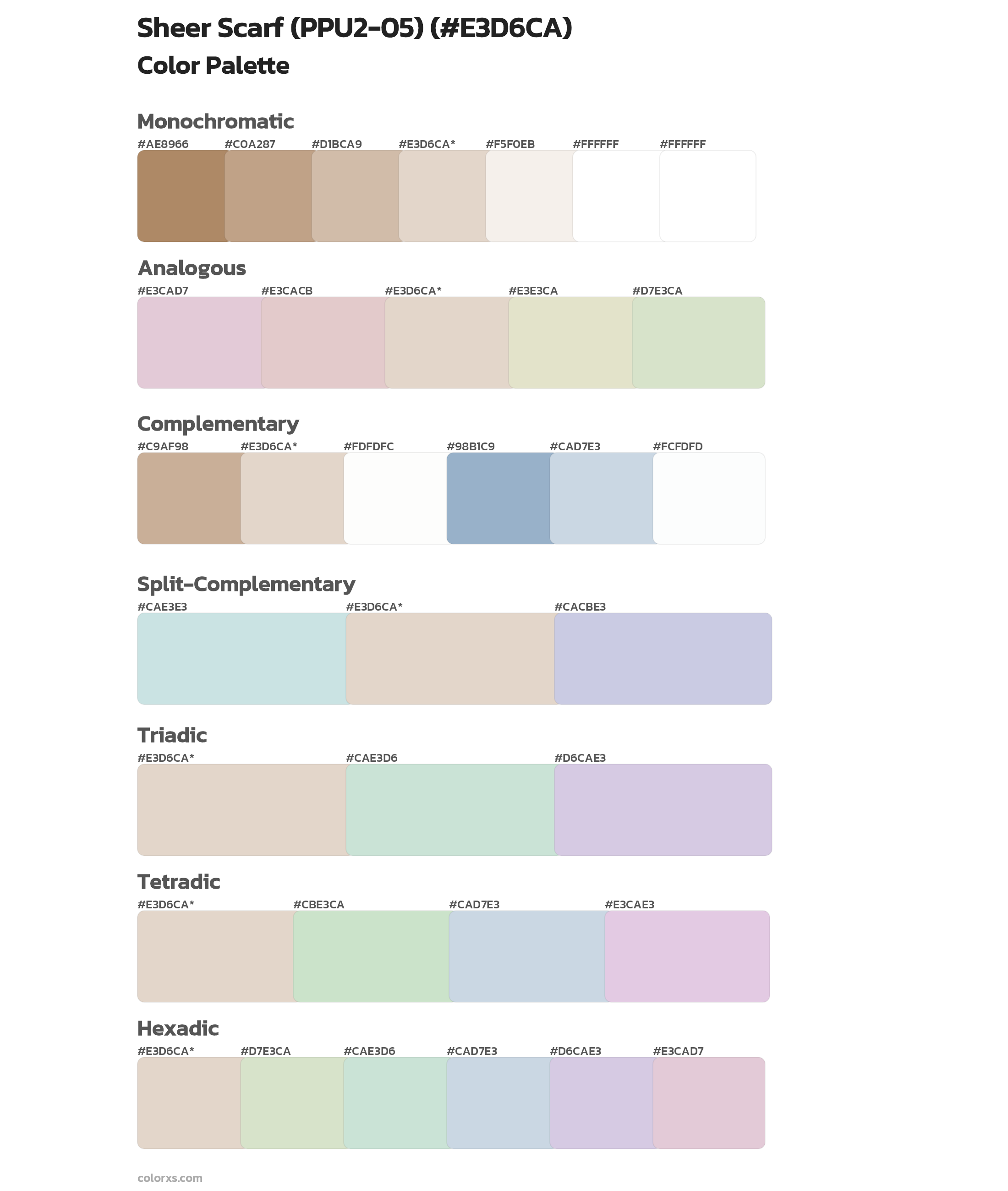 Sheer Scarf (PPU2-05) Color Scheme Palettes