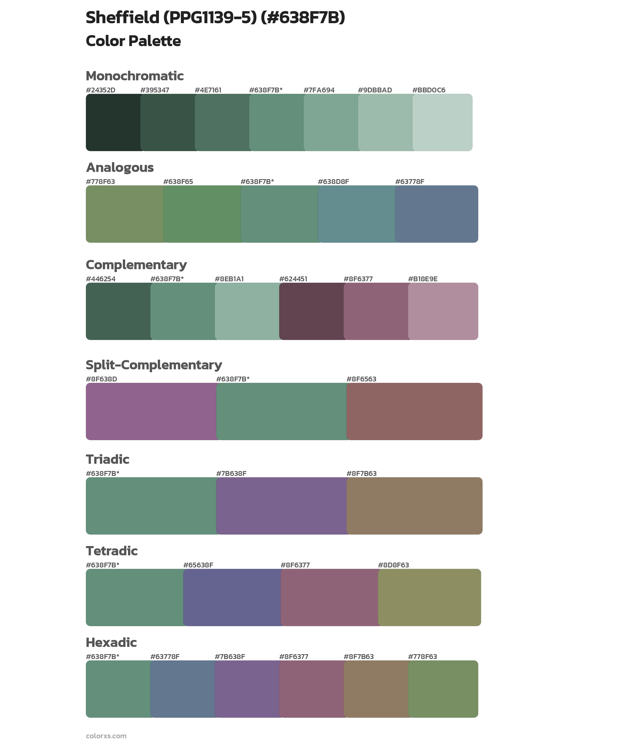 Sheffield (PPG1139-5) Color Scheme Palettes
