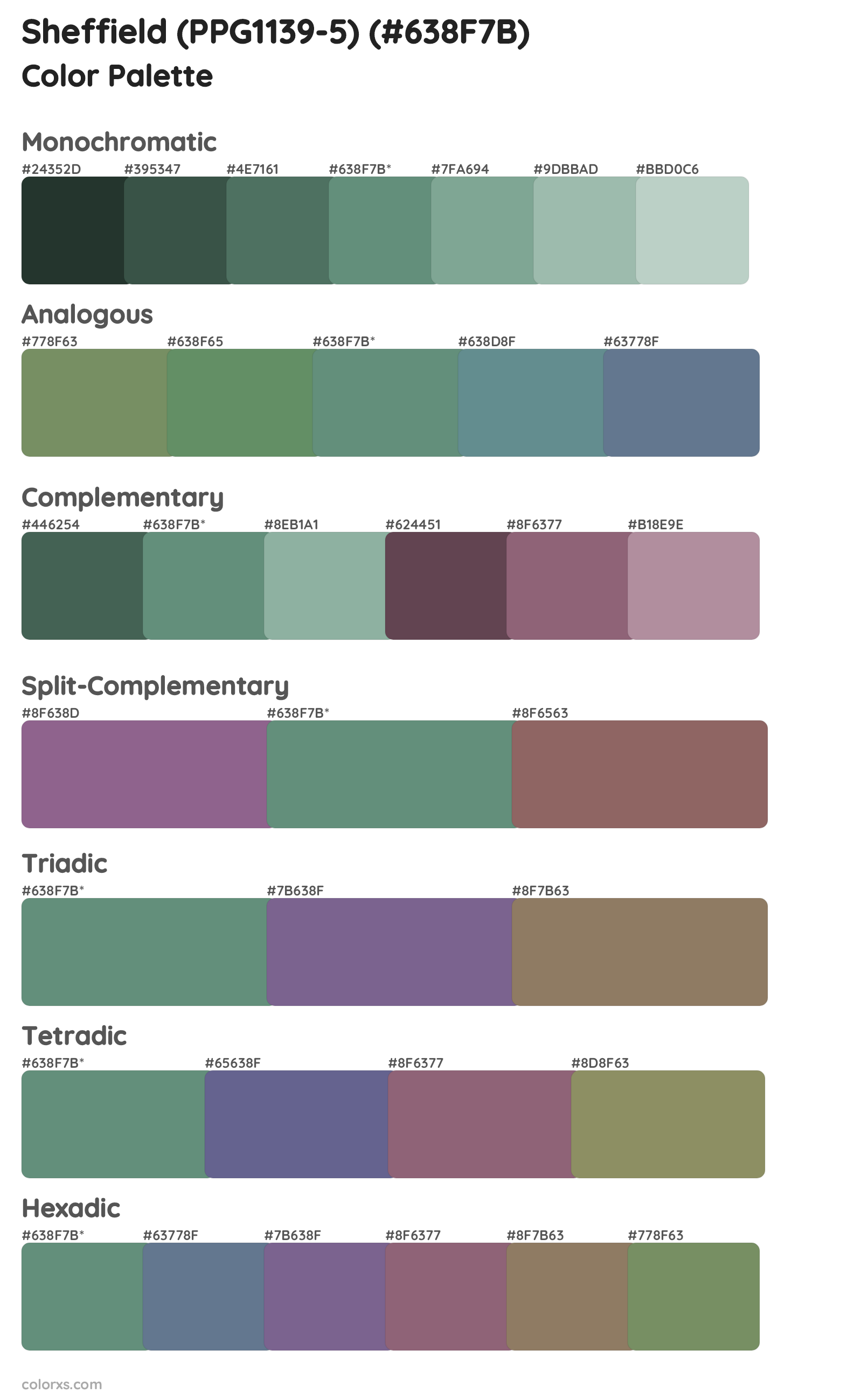 Sheffield (PPG1139-5) Color Scheme Palettes