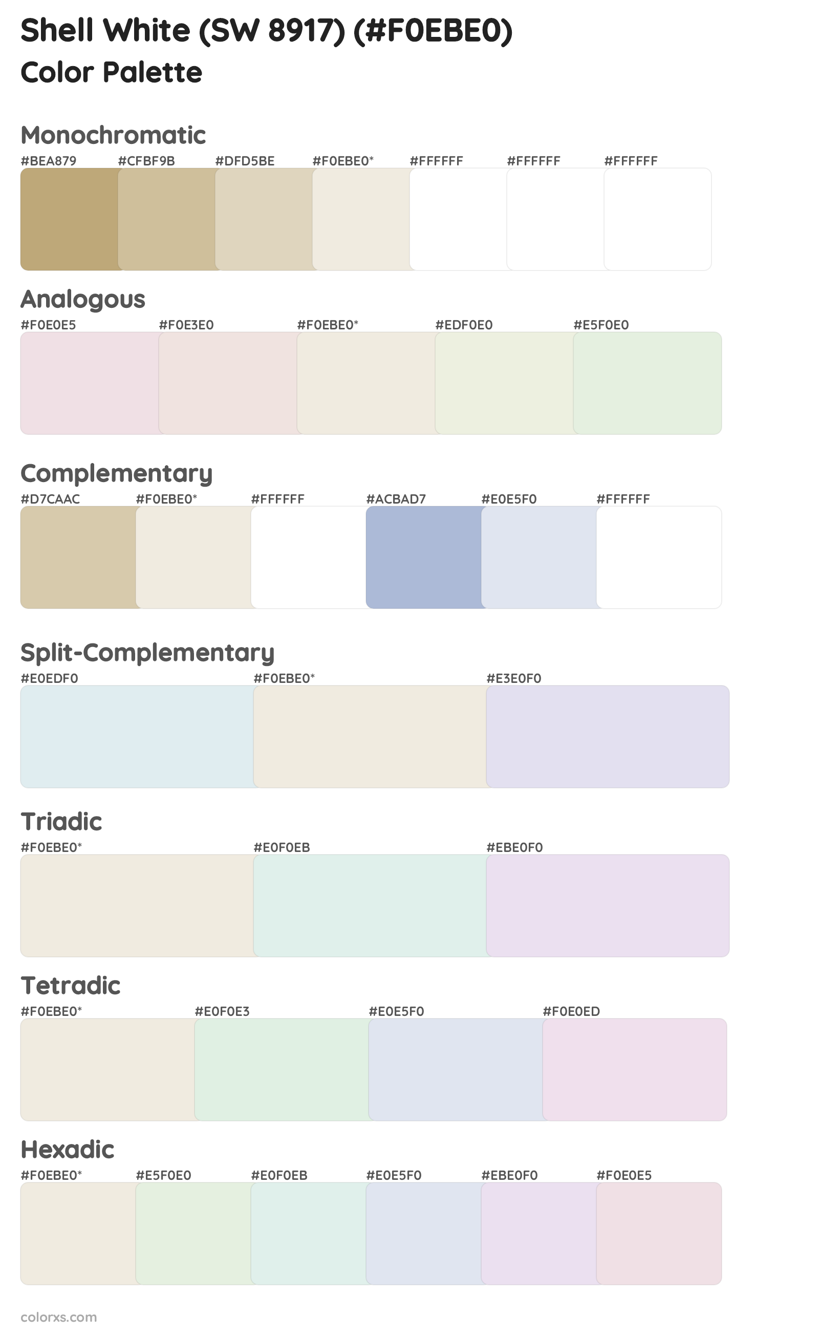 Shell White (SW 8917) Color Scheme Palettes