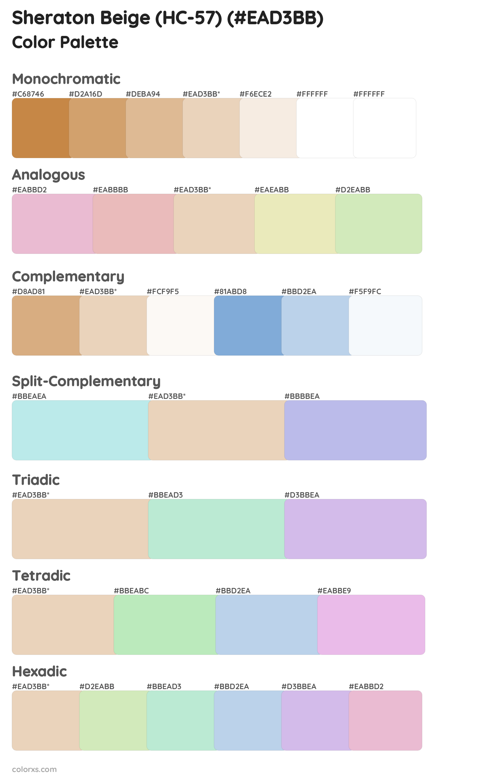 Sheraton Beige (HC-57) Color Scheme Palettes