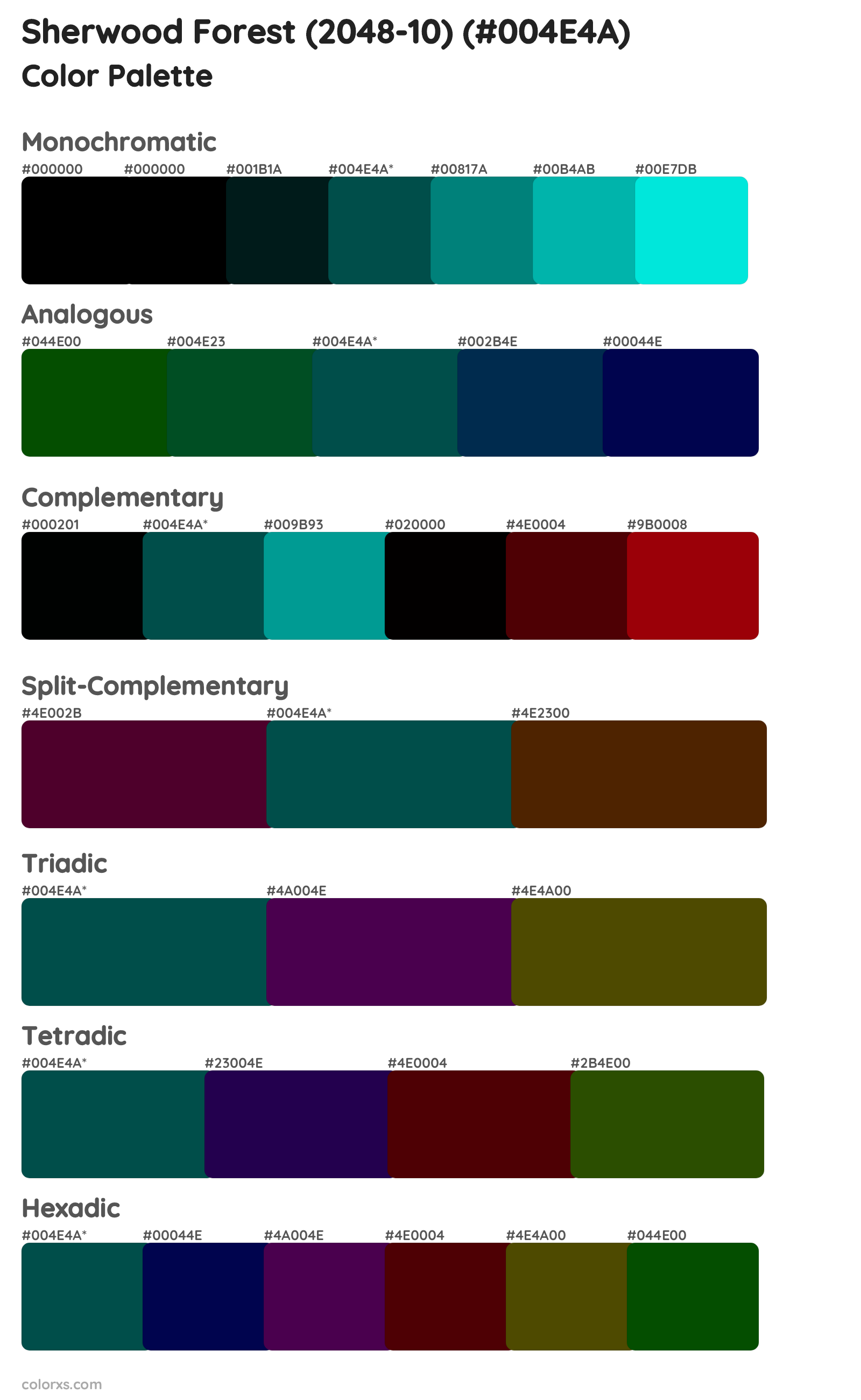 Sherwood Forest (2048-10) Color Scheme Palettes