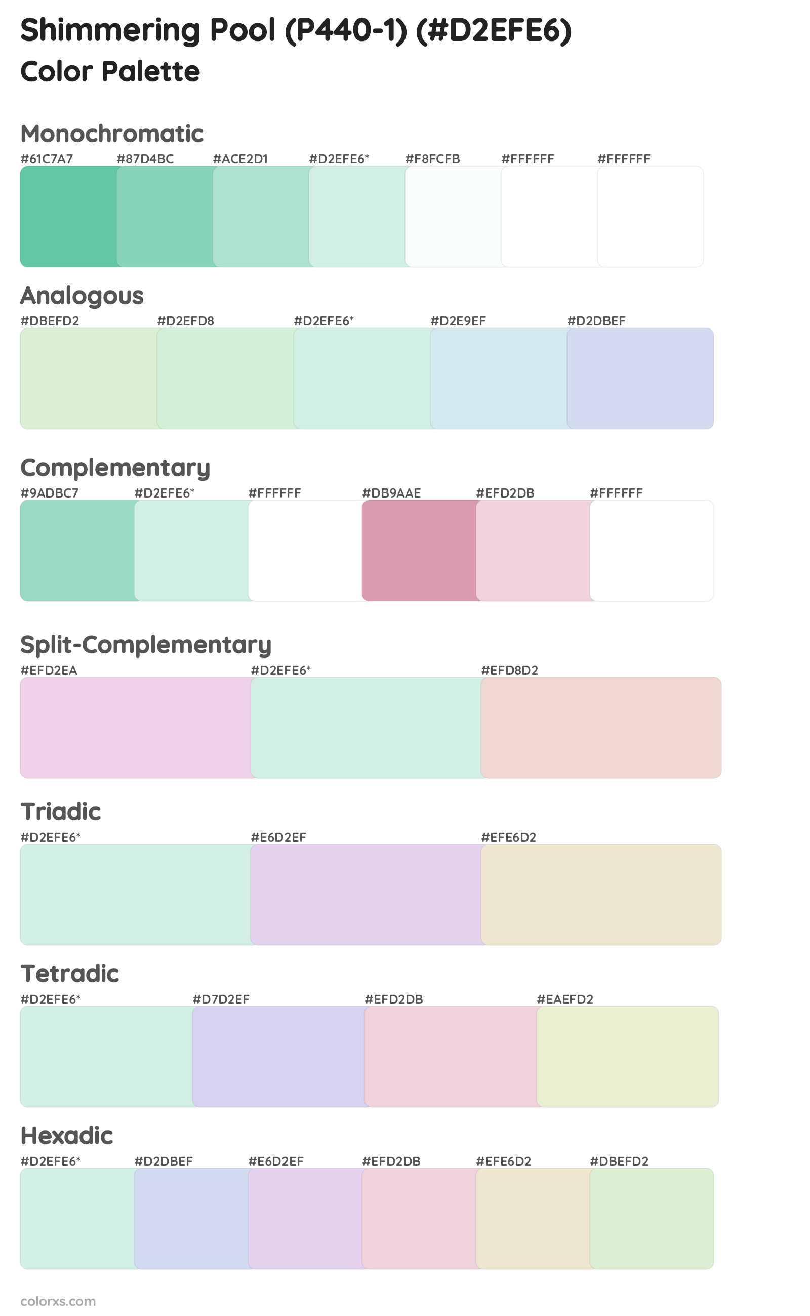 Shimmering Pool (P440-1) Color Scheme Palettes