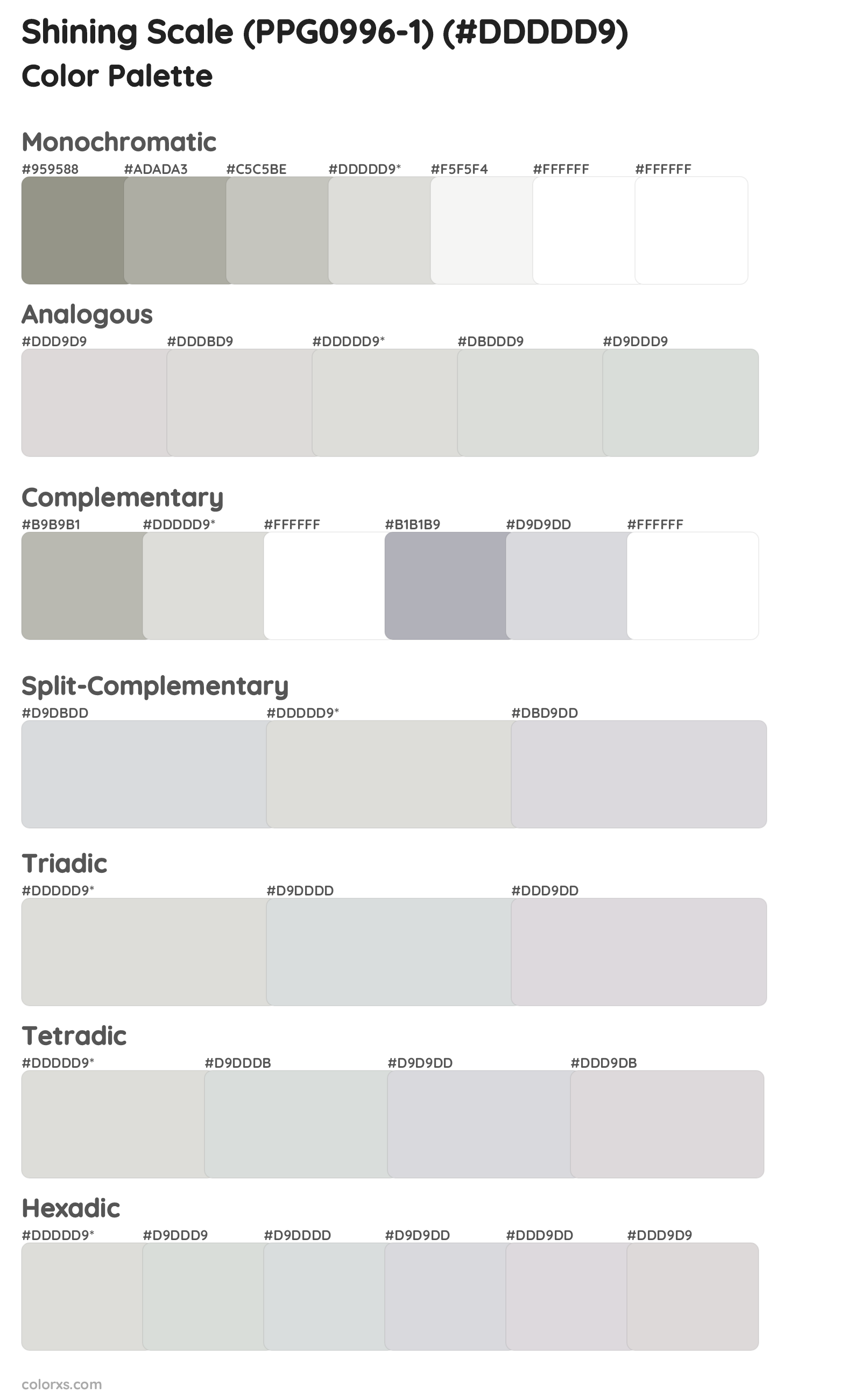 Shining Scale (PPG0996-1) Color Scheme Palettes