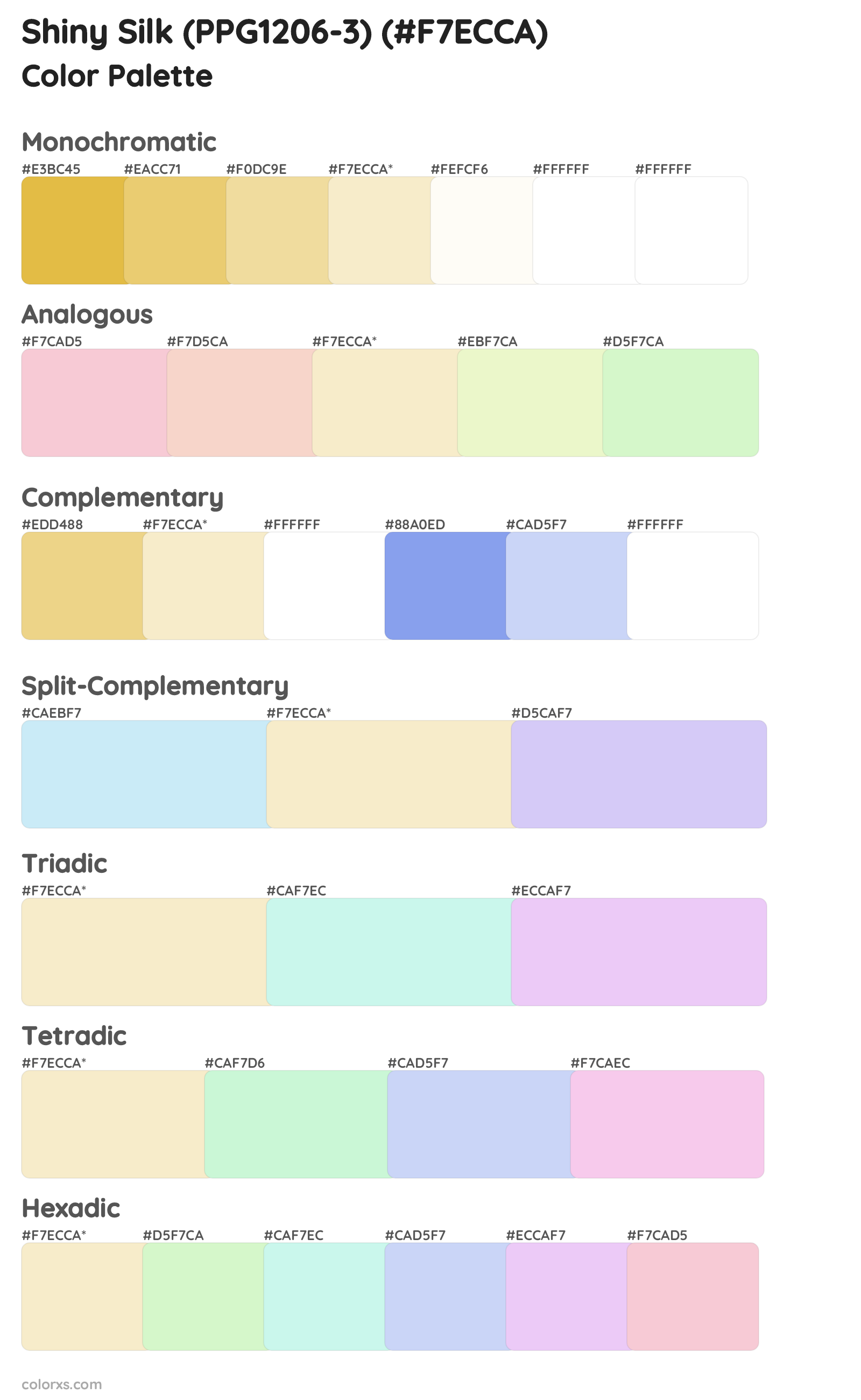 Shiny Silk (PPG1206-3) Color Scheme Palettes