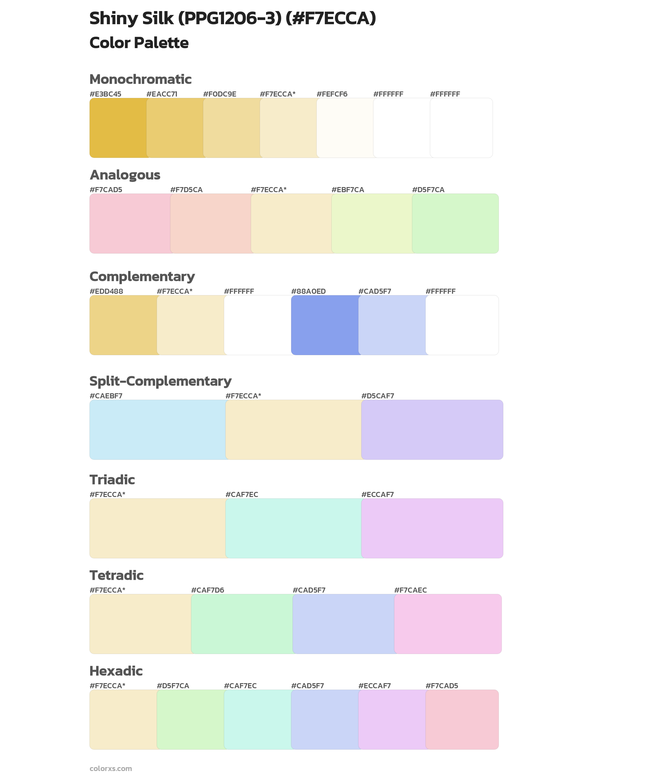 Shiny Silk (PPG1206-3) Color Scheme Palettes