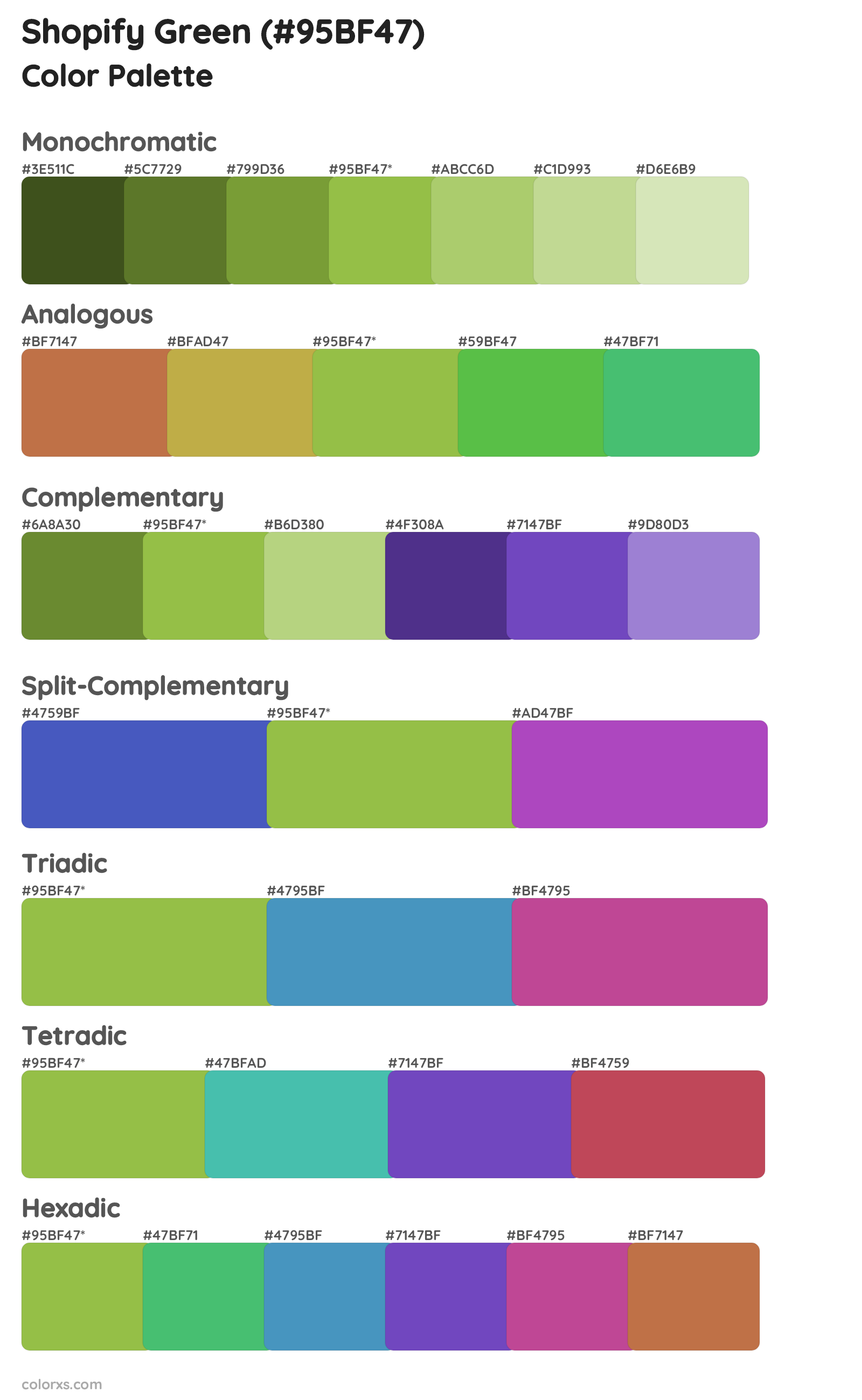 Shopify Green Color Scheme Palettes