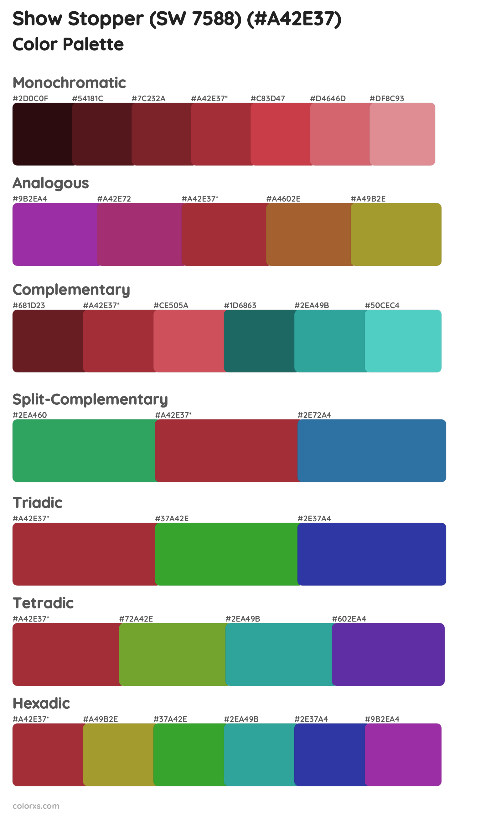 Show Stopper (SW 7588) Color Scheme Palettes