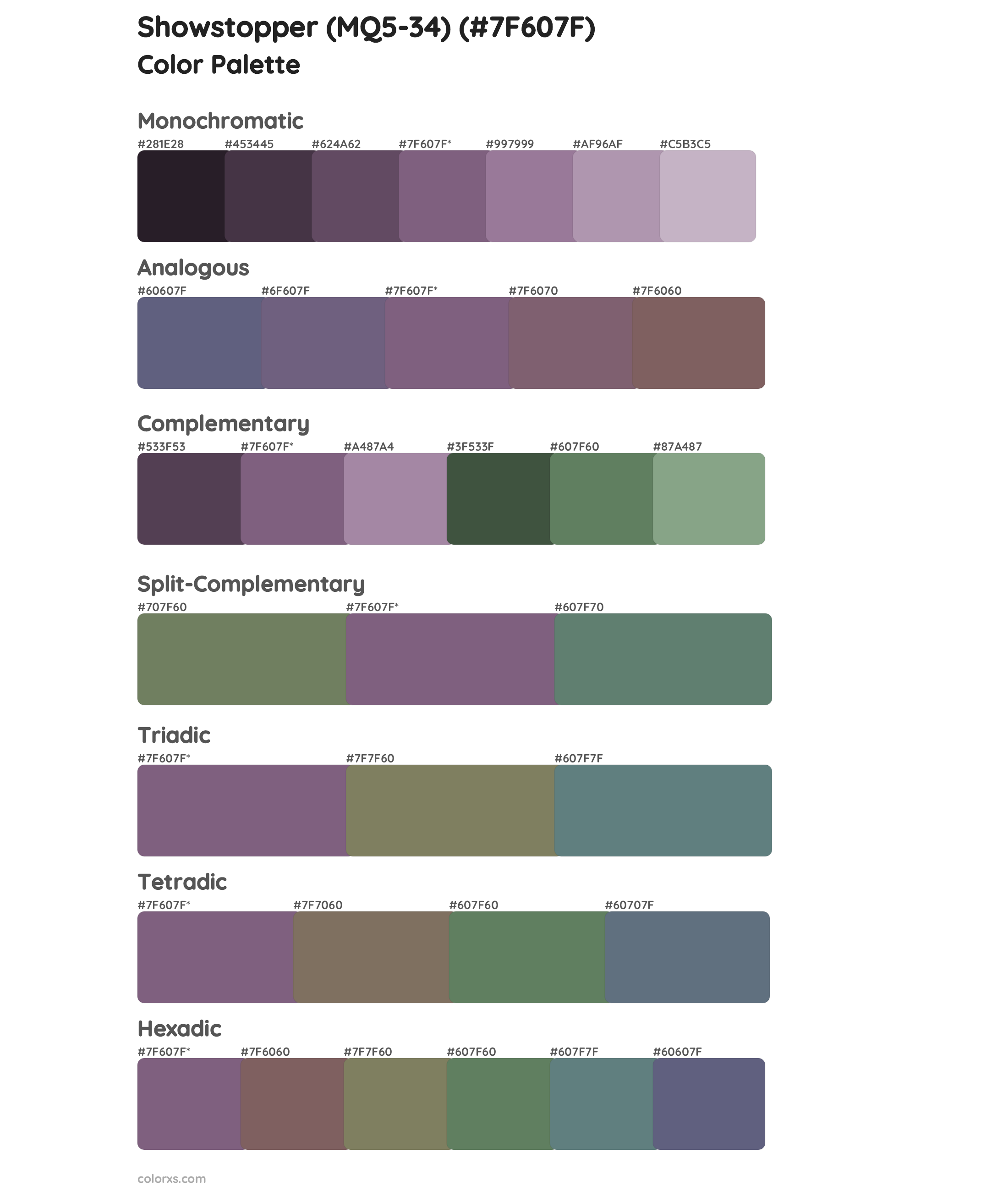 Showstopper (MQ5-34) Color Scheme Palettes