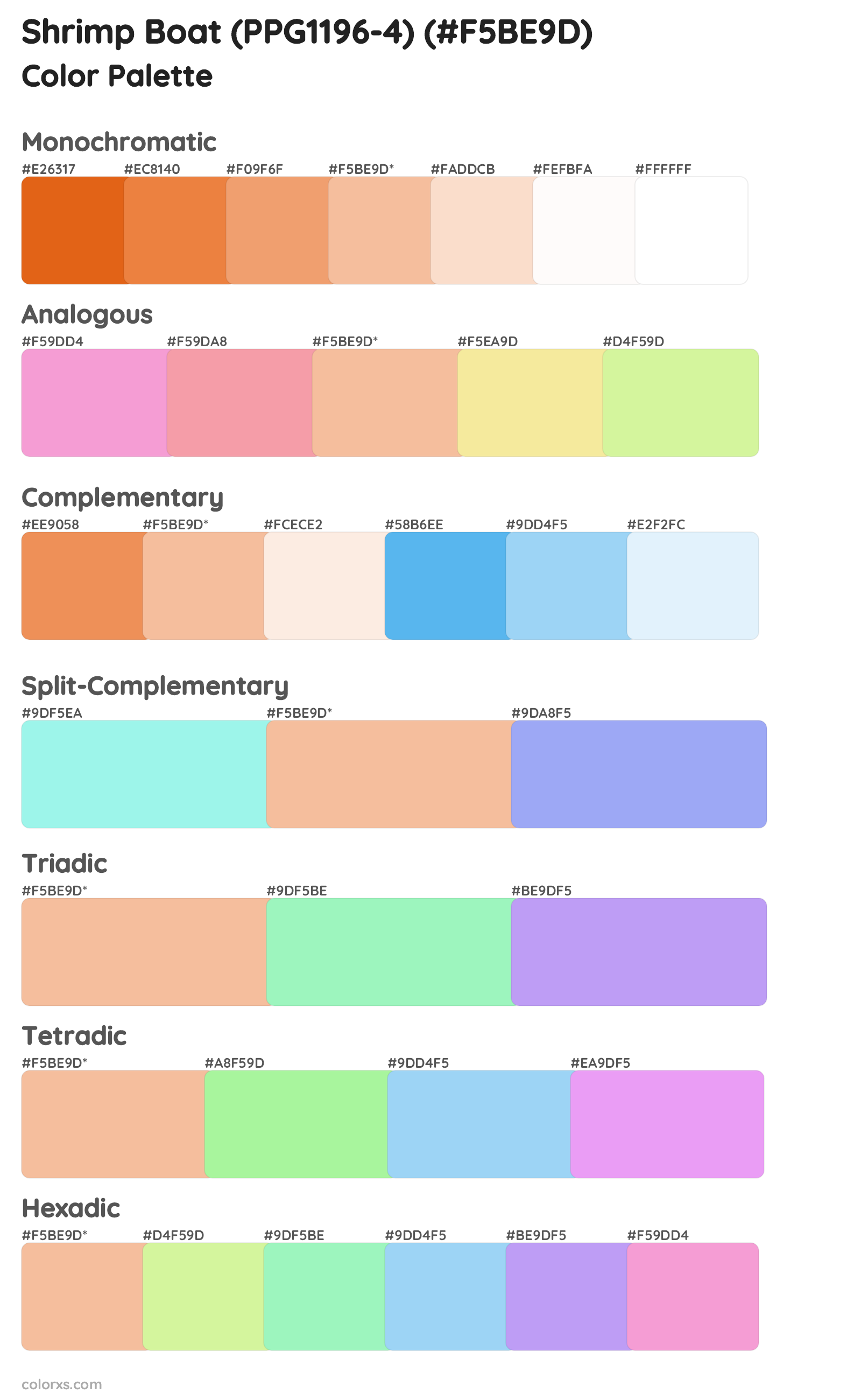 Shrimp Boat (PPG1196-4) Color Scheme Palettes