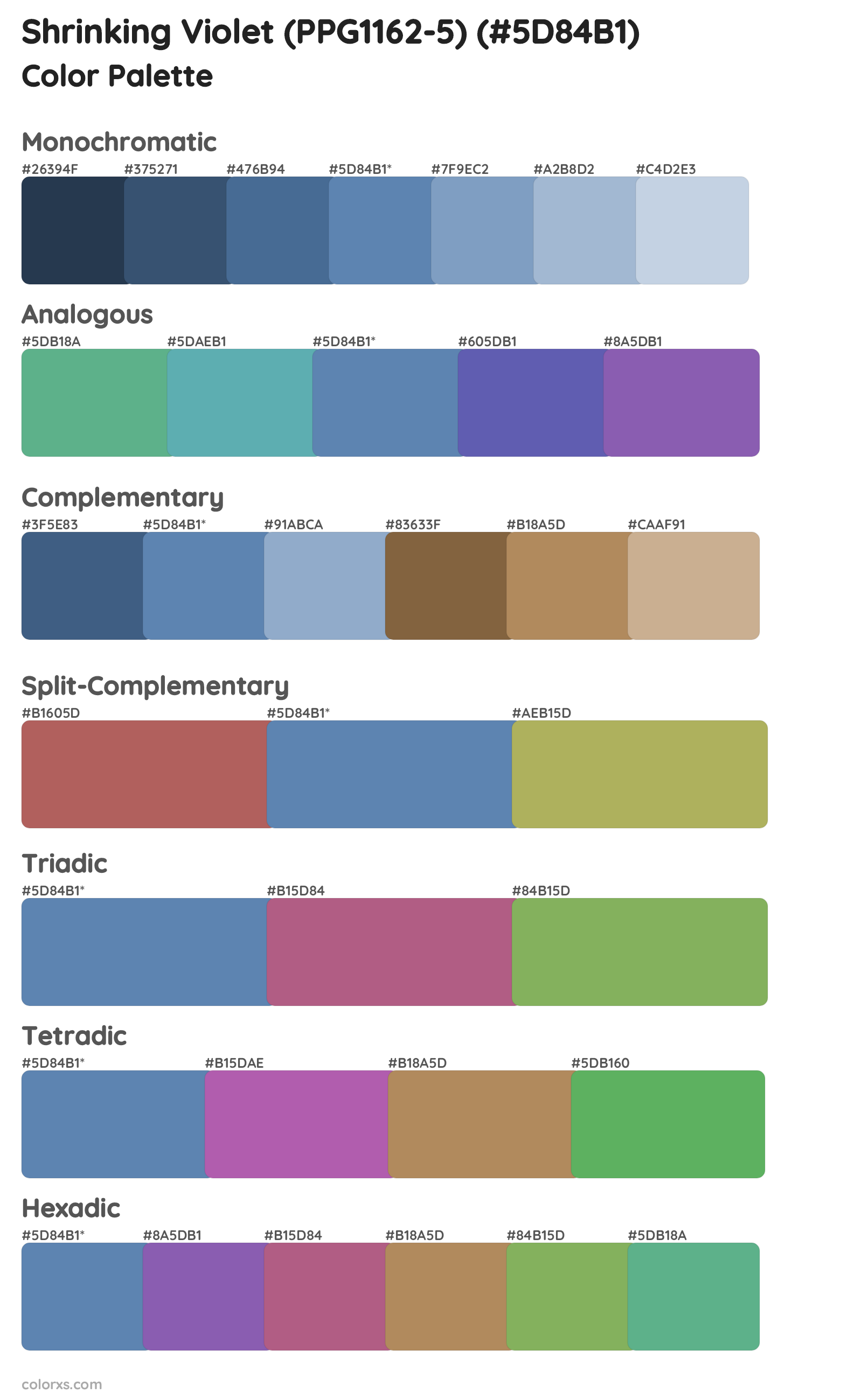 Shrinking Violet (PPG1162-5) Color Scheme Palettes
