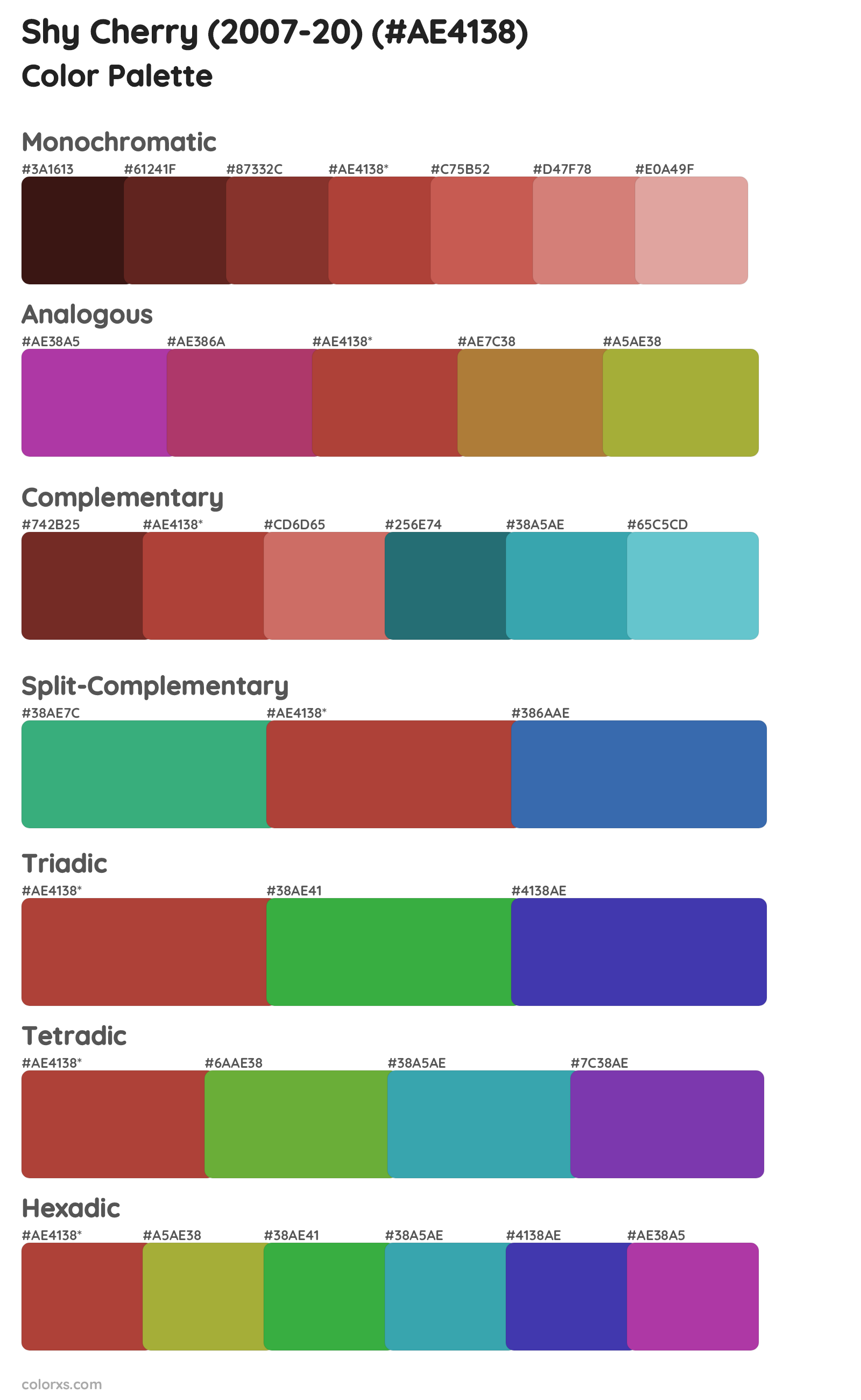 Shy Cherry (2007-20) Color Scheme Palettes