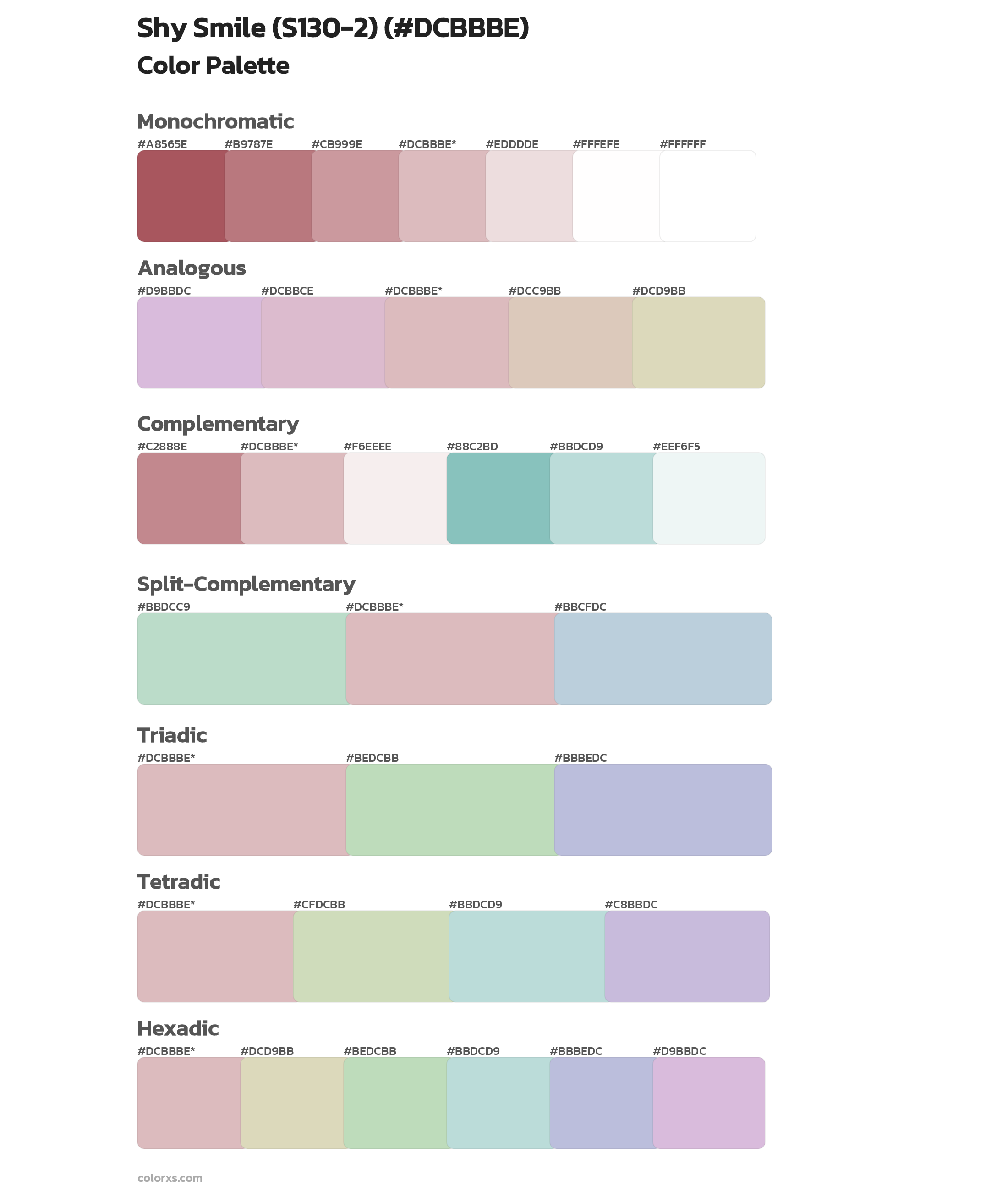 Shy Smile (S130-2) Color Scheme Palettes