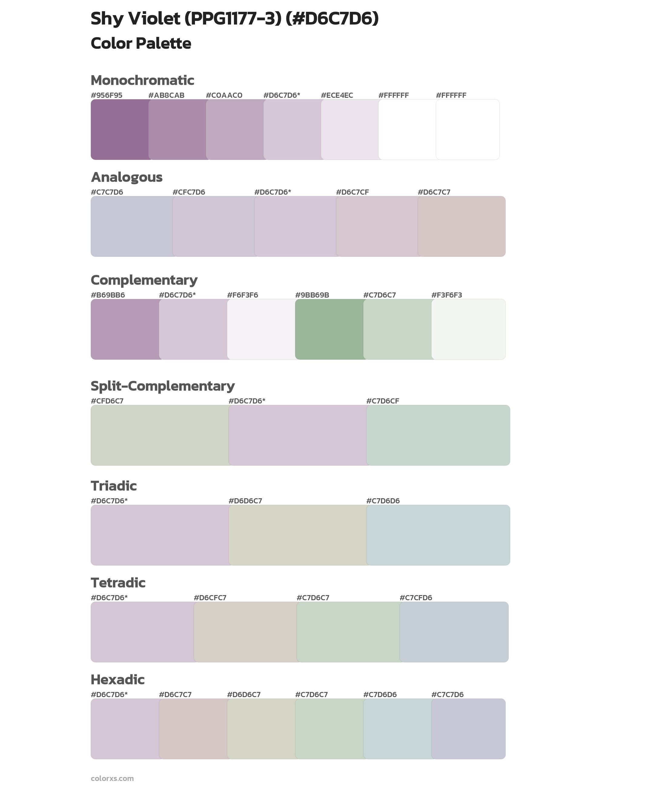 Shy Violet (PPG1177-3) Color Scheme Palettes