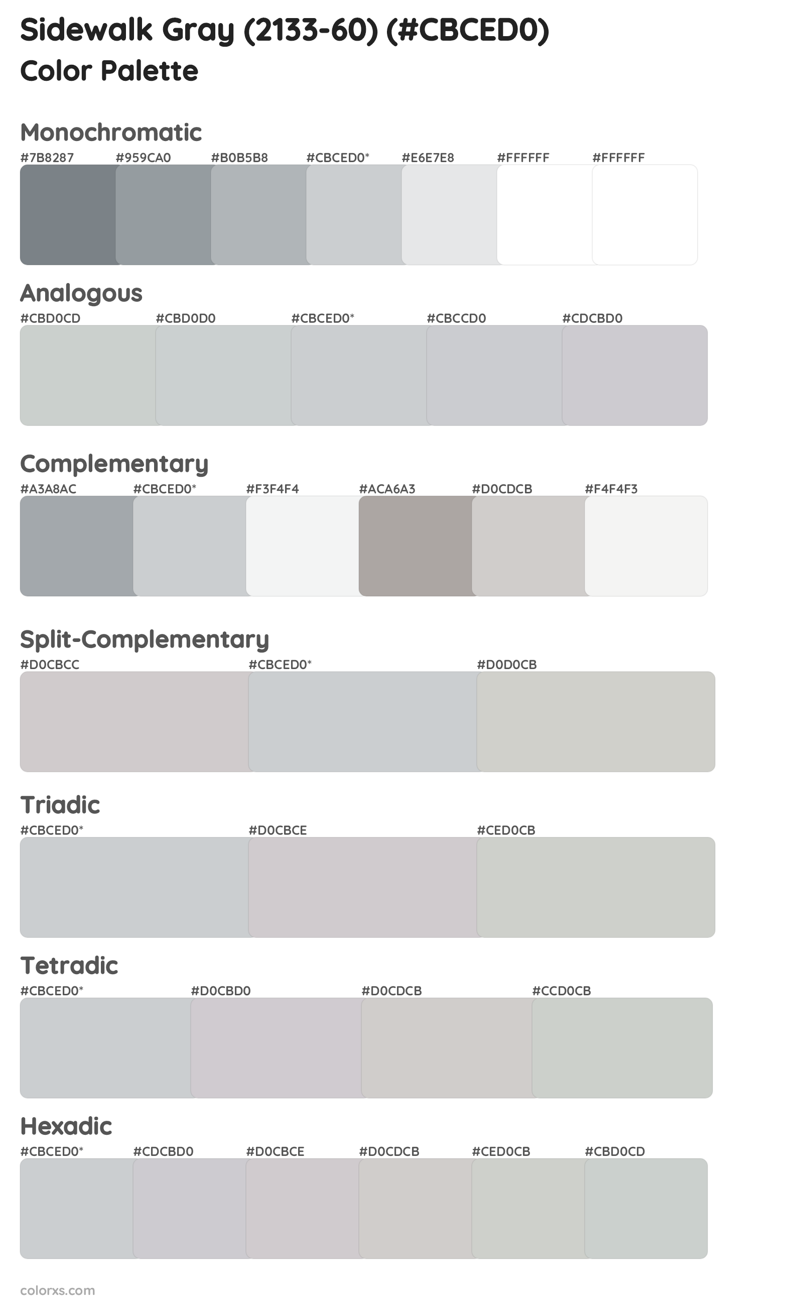 Sidewalk Gray (2133-60) Color Scheme Palettes