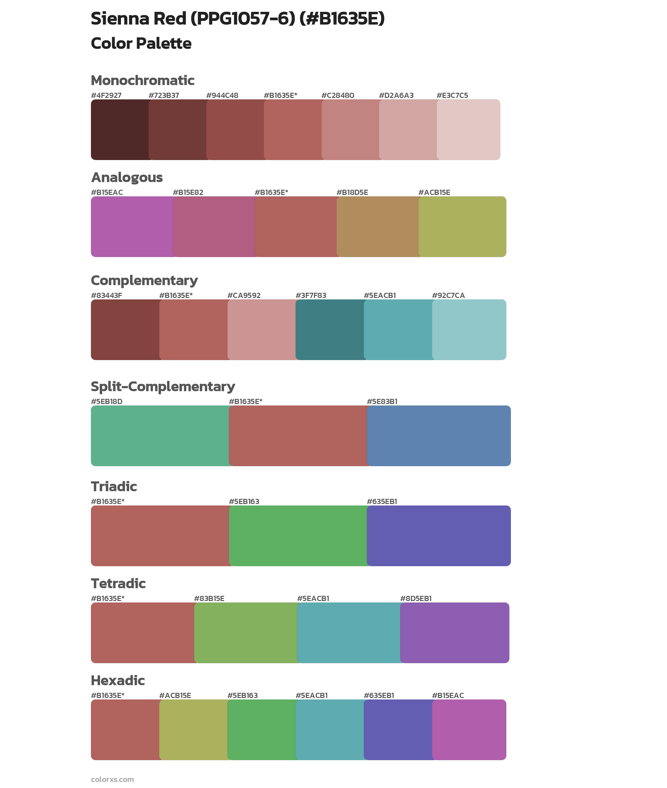 Sienna Red (PPG1057-6) Color Scheme Palettes