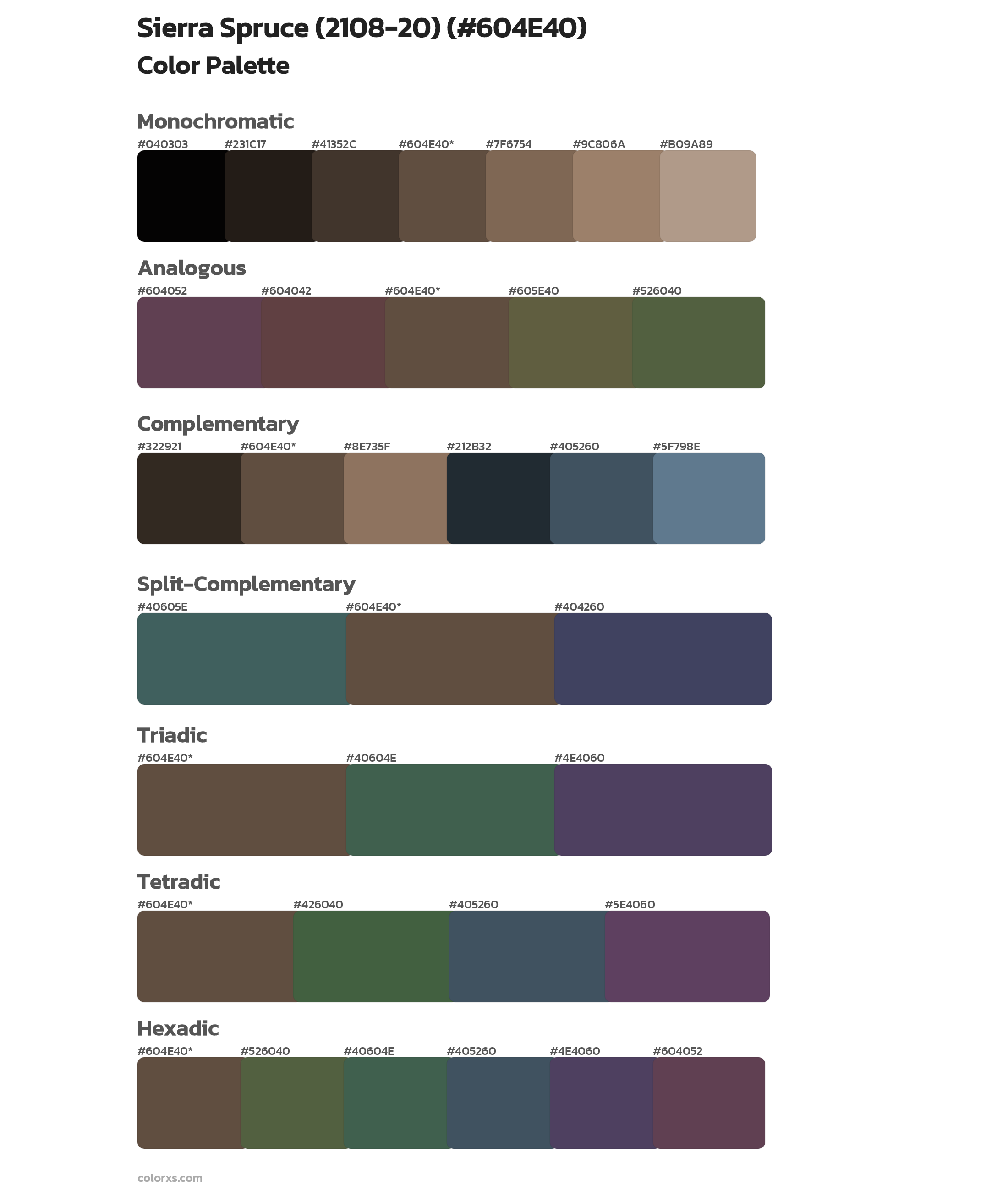 Sierra Spruce (2108-20) Color Scheme Palettes