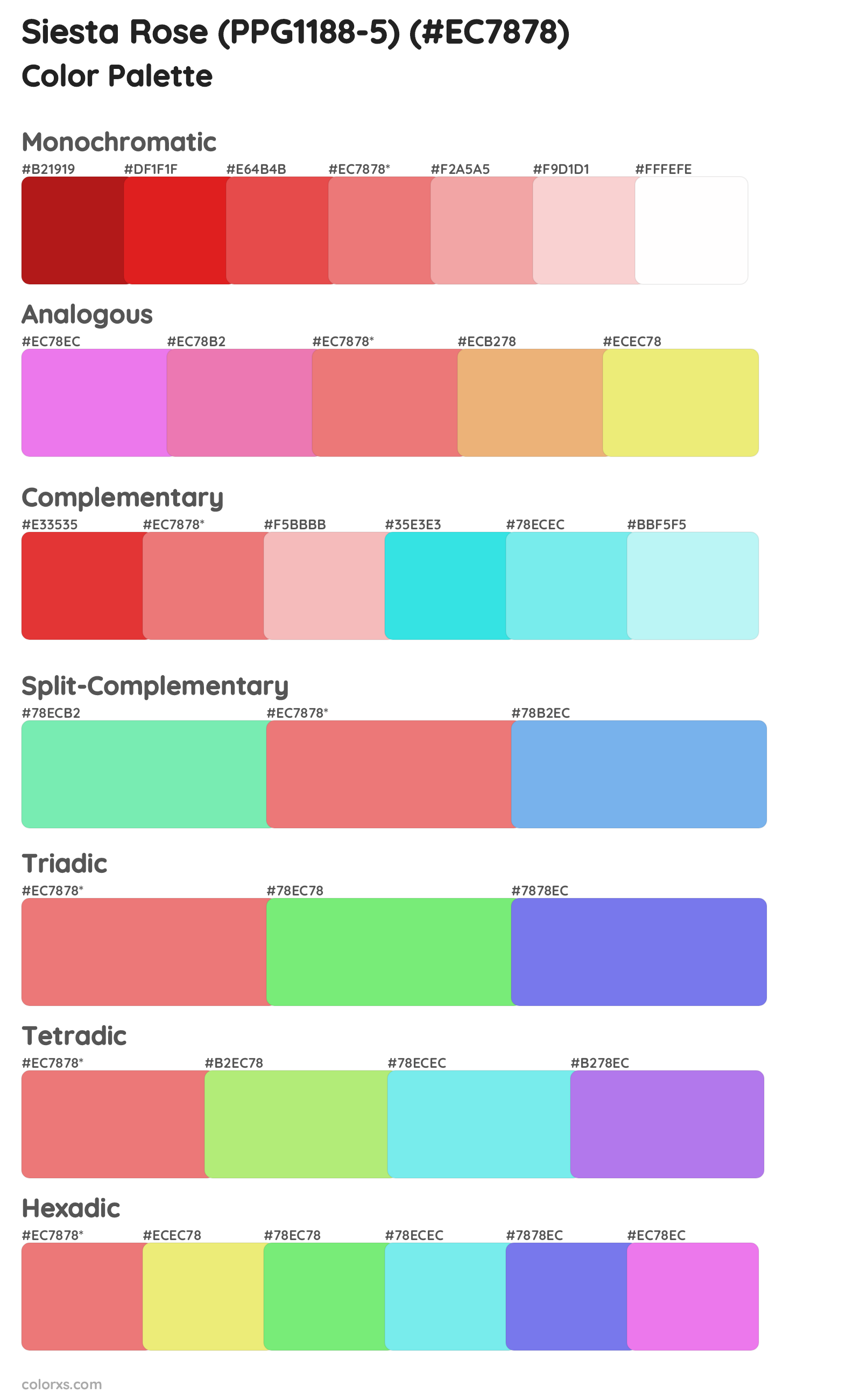 Siesta Rose (PPG1188-5) Color Scheme Palettes