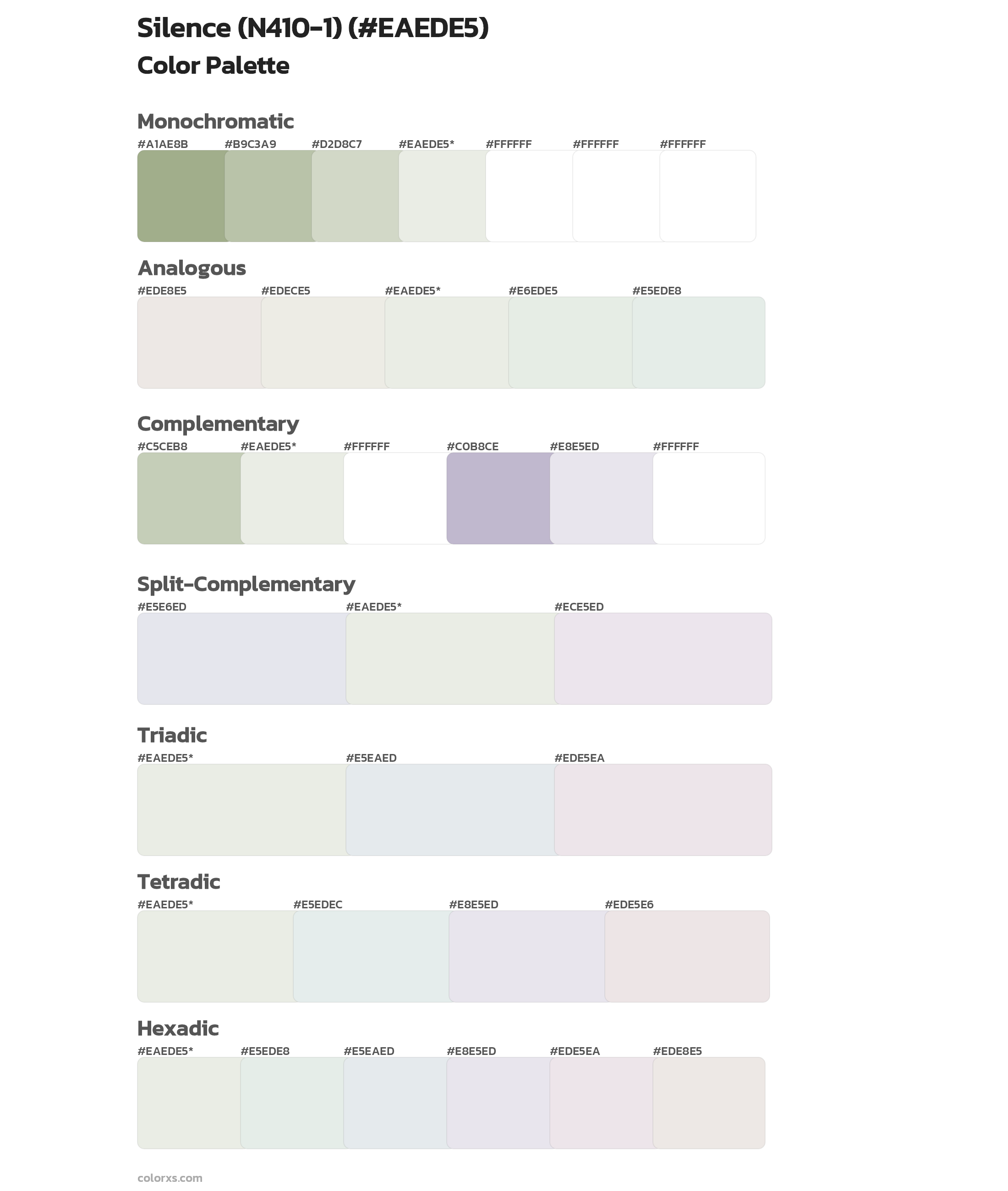 Silence (N410-1) Color Scheme Palettes