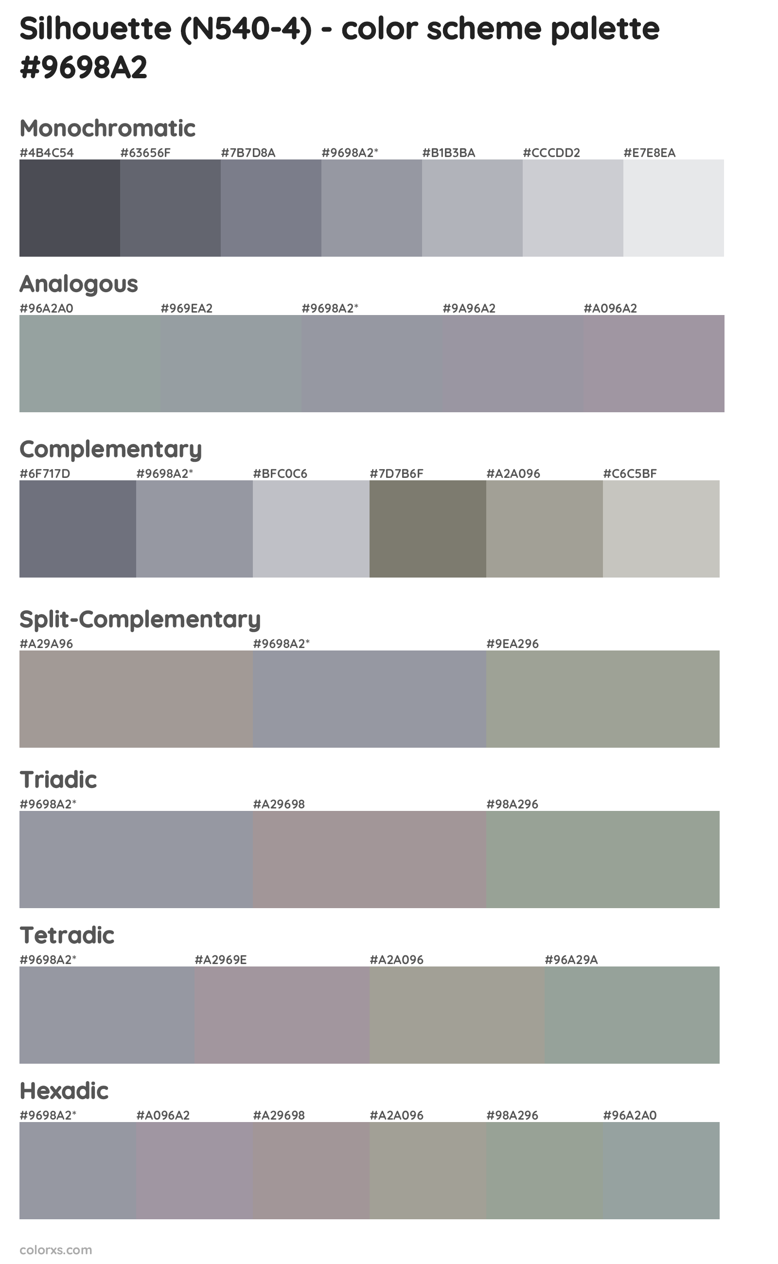 Silhouette (N540-4) Color Scheme Palettes