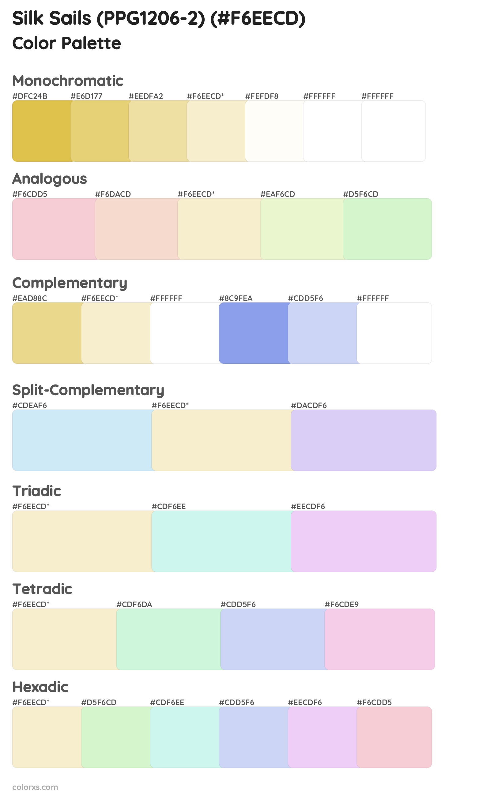 Silk Sails (PPG1206-2) Color Scheme Palettes