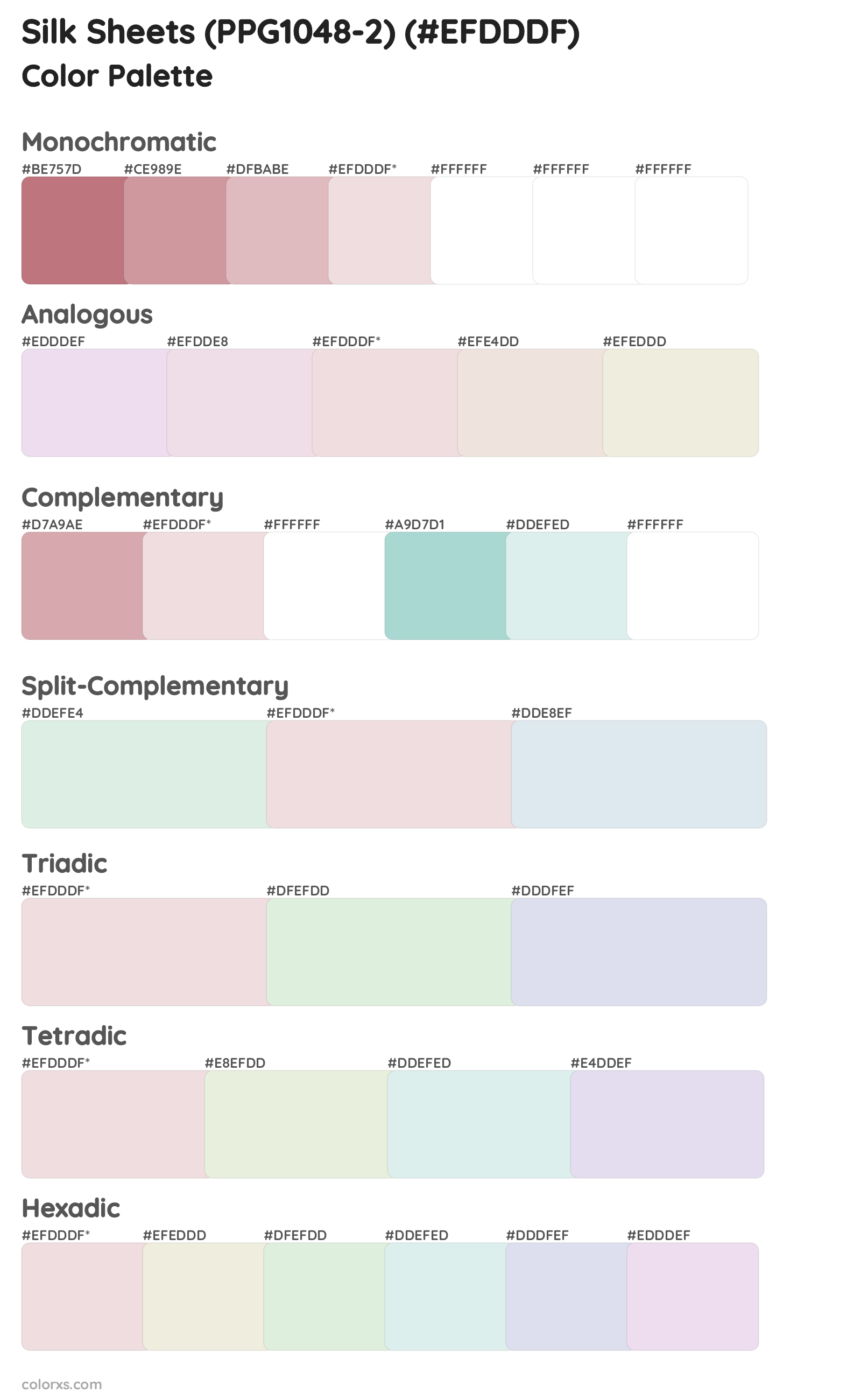 Silk Sheets (PPG1048-2) Color Scheme Palettes