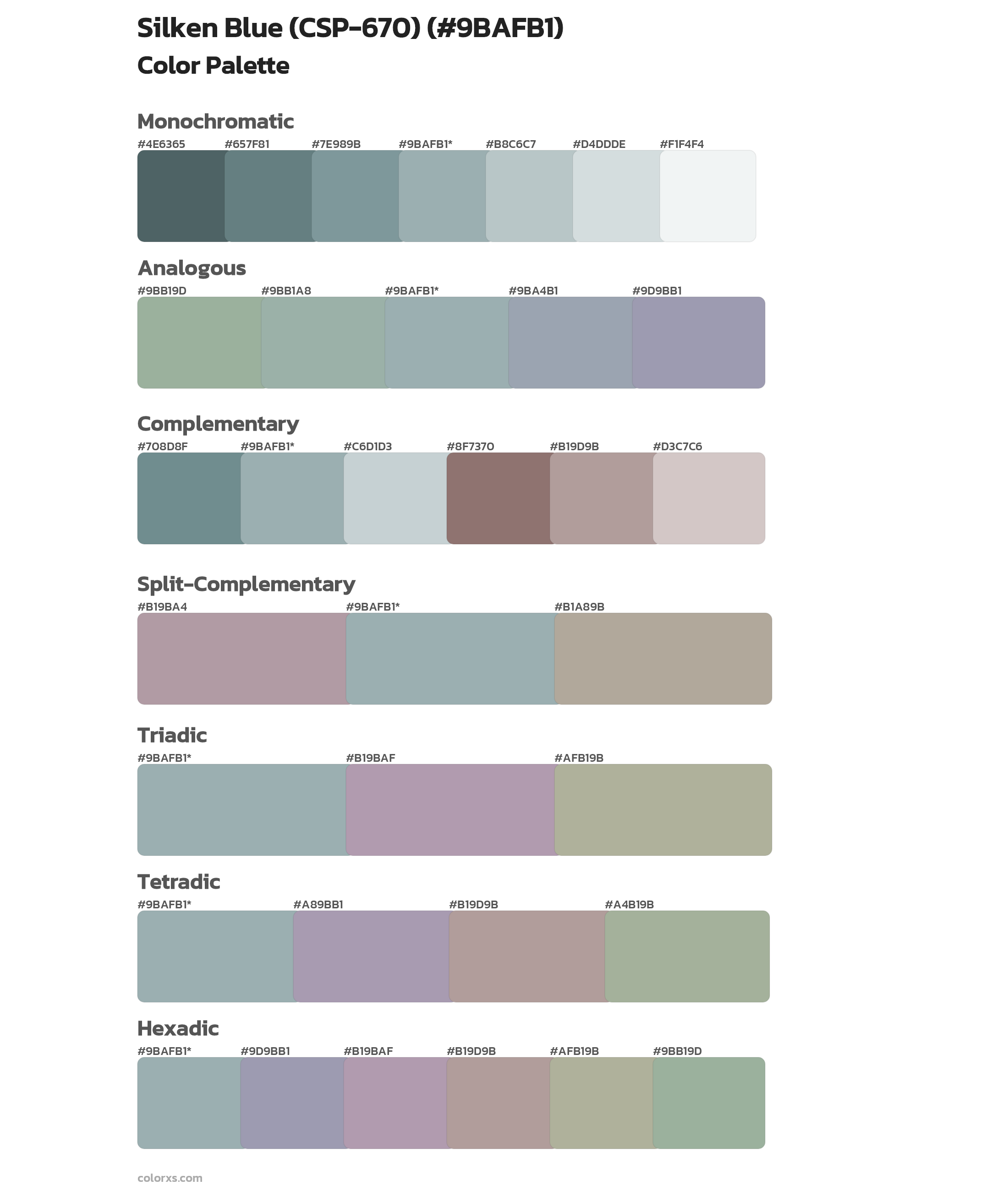 Silken Blue (CSP-670) Color Scheme Palettes