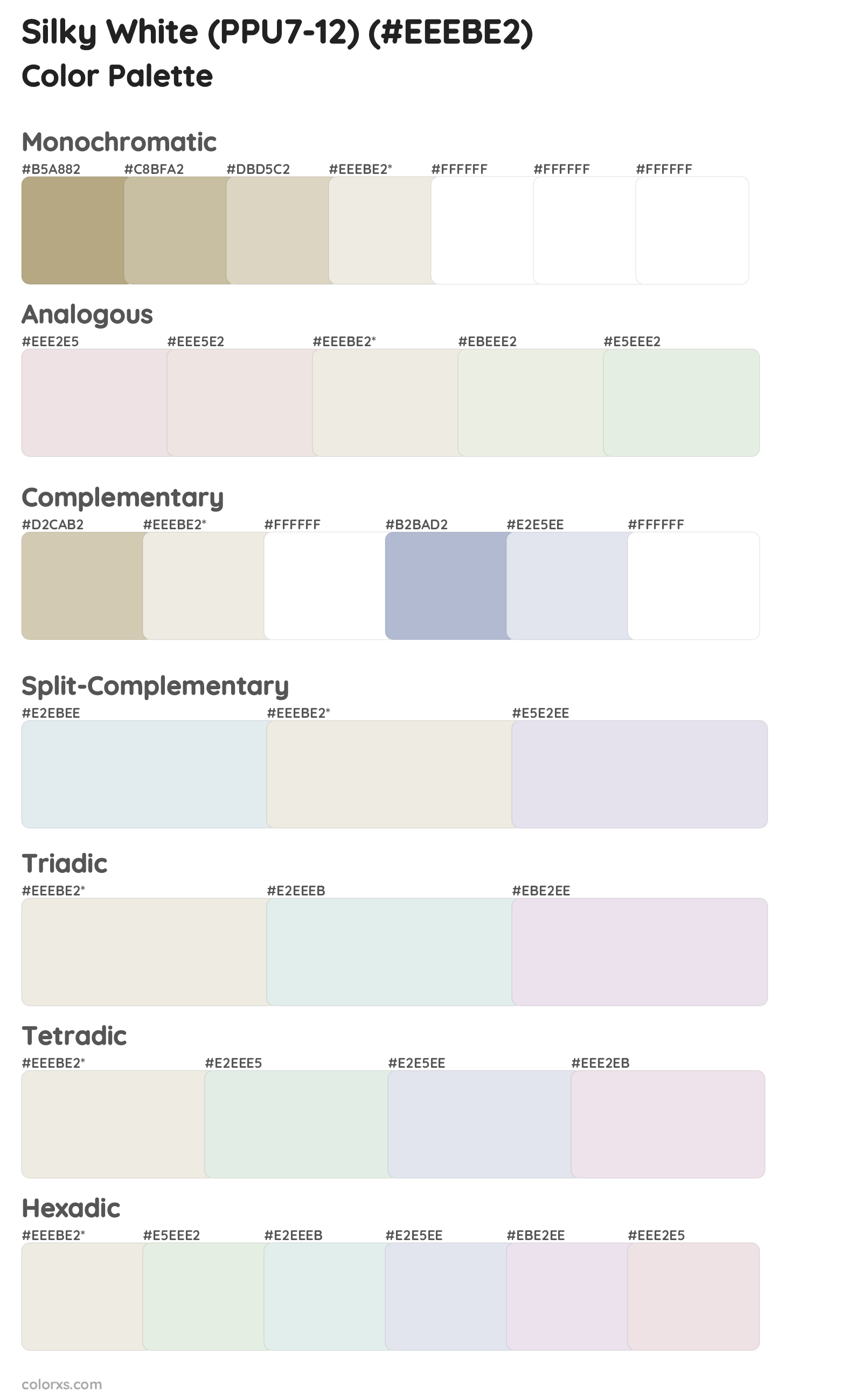 Silky White (PPU7-12) Color Scheme Palettes
