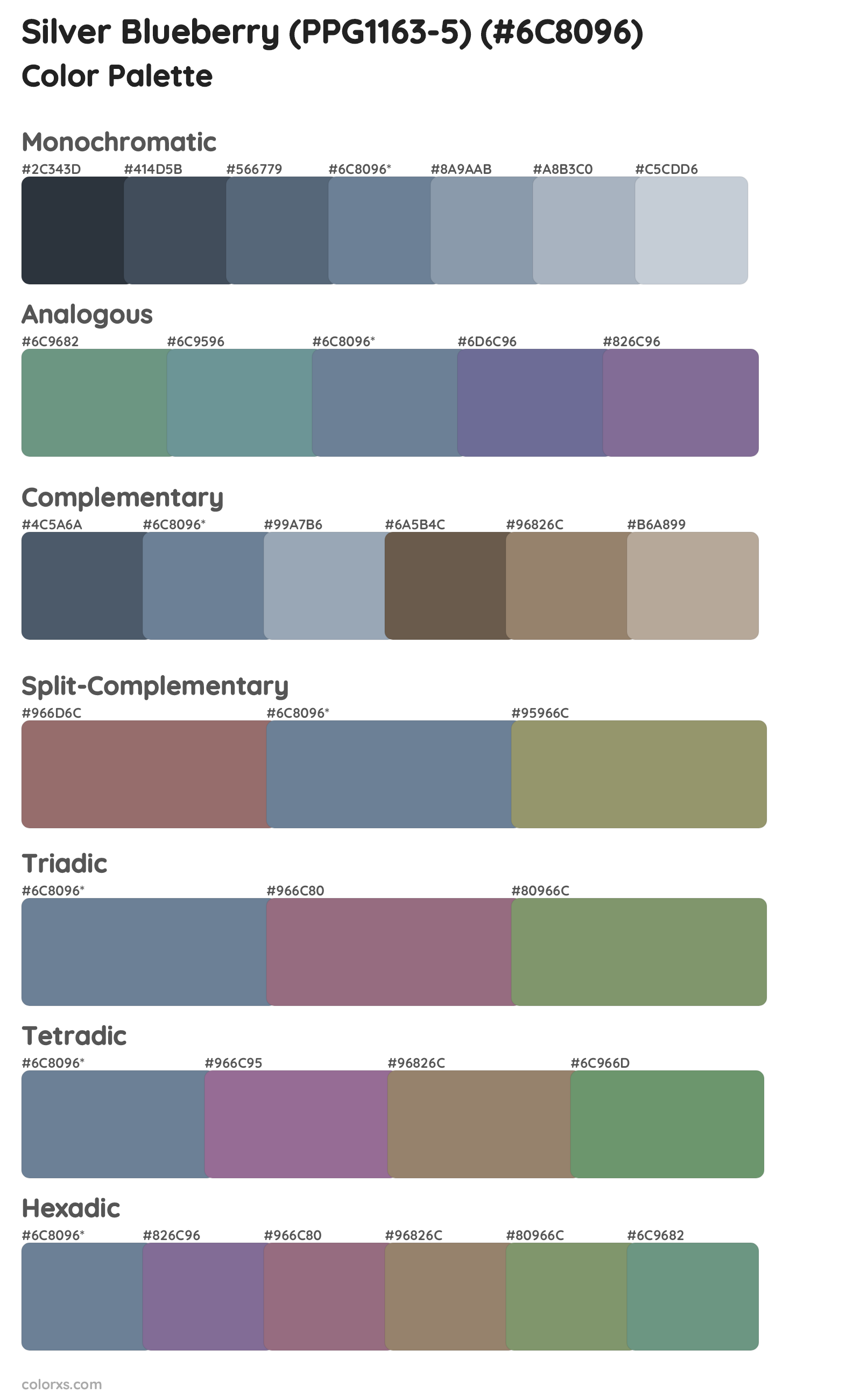 Silver Blueberry (PPG1163-5) Color Scheme Palettes