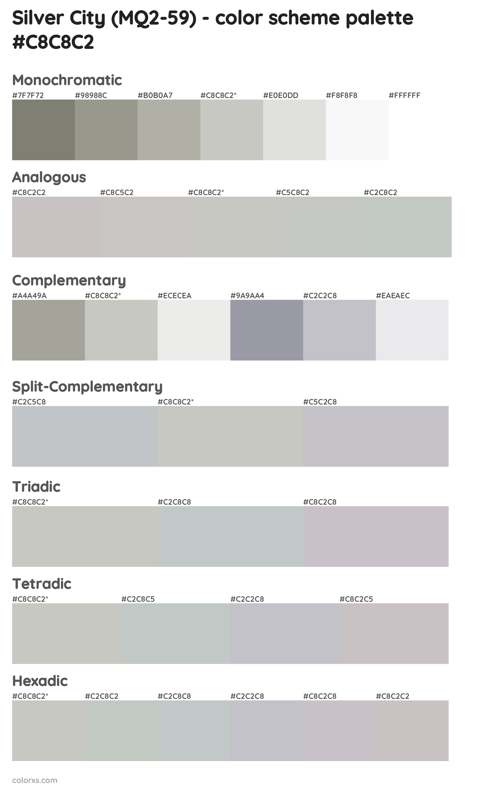 Silver City (MQ2-59) Color Scheme Palettes