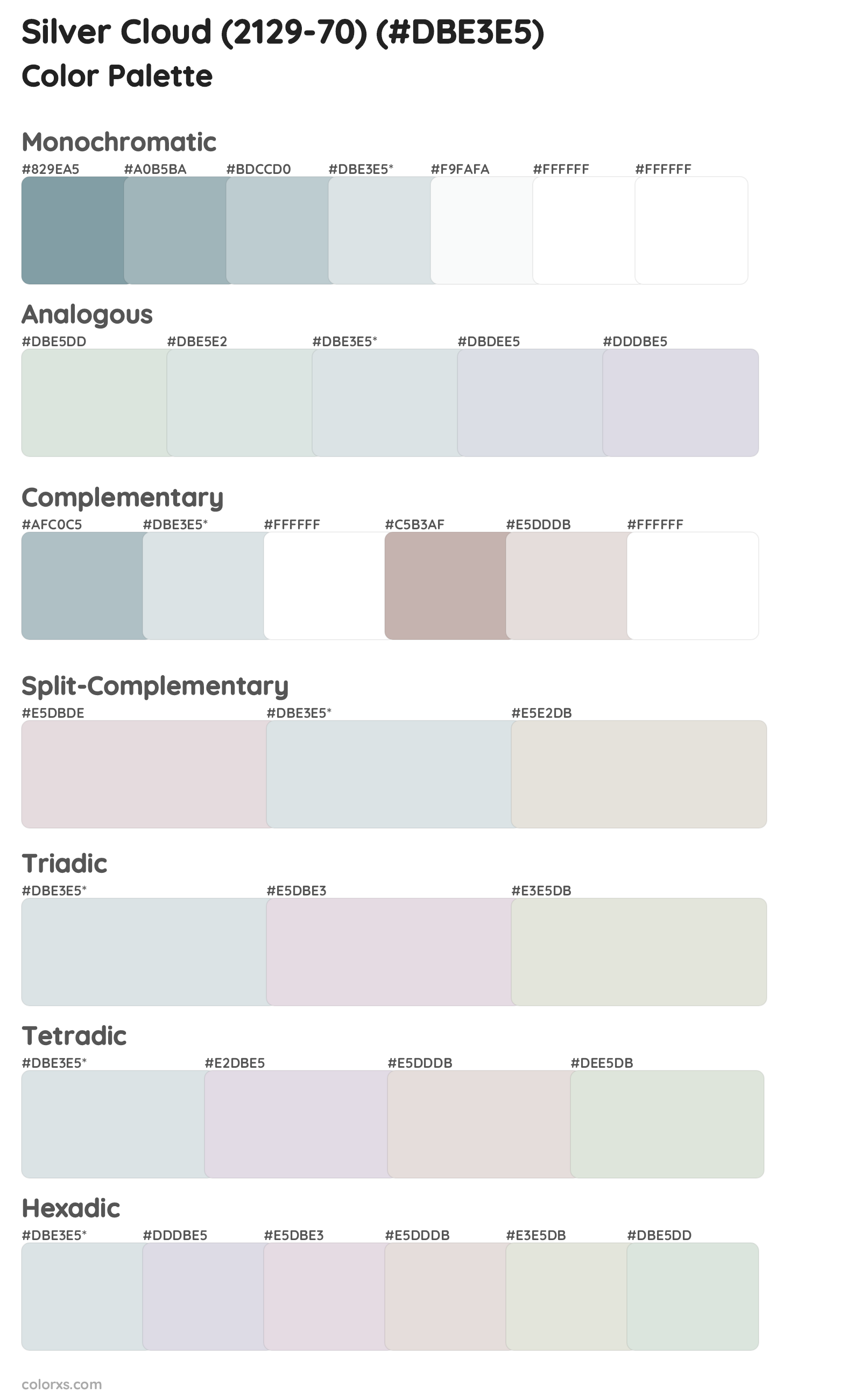 Silver Cloud (2129-70) Color Scheme Palettes
