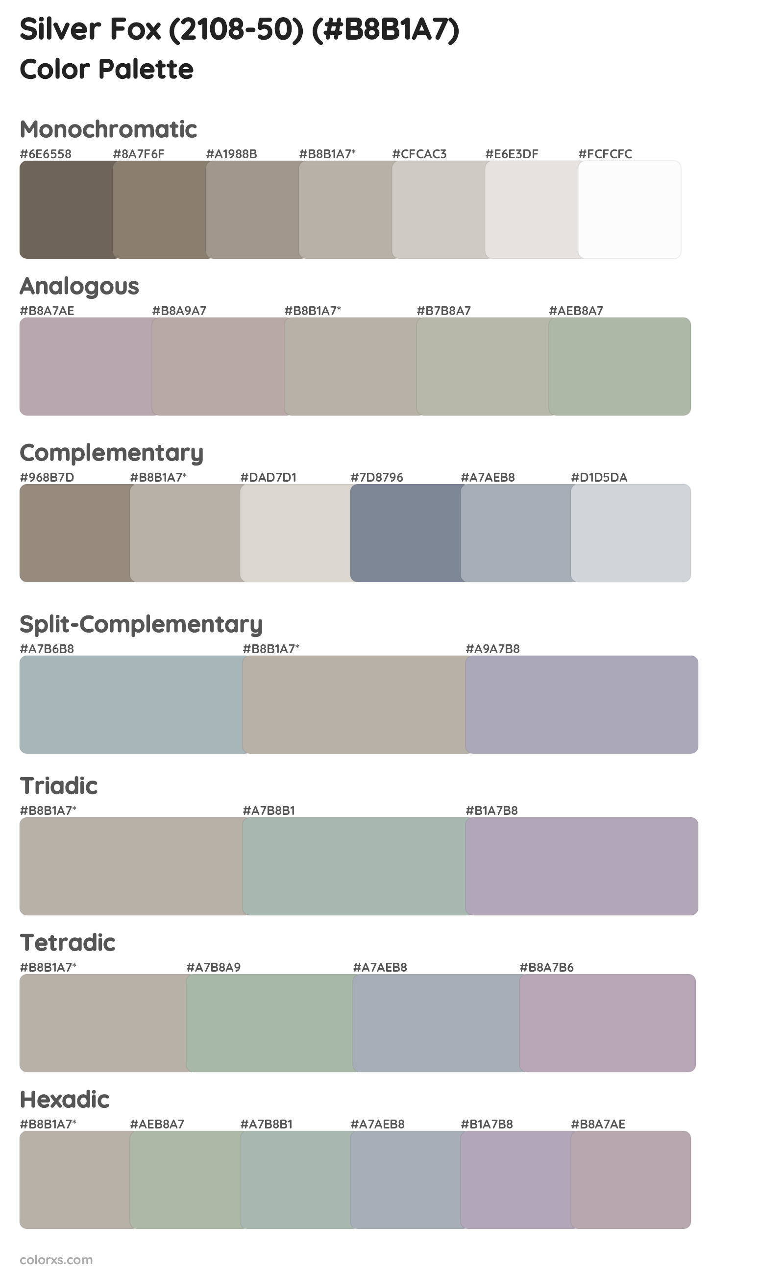 Silver Fox (2108-50) Color Scheme Palettes