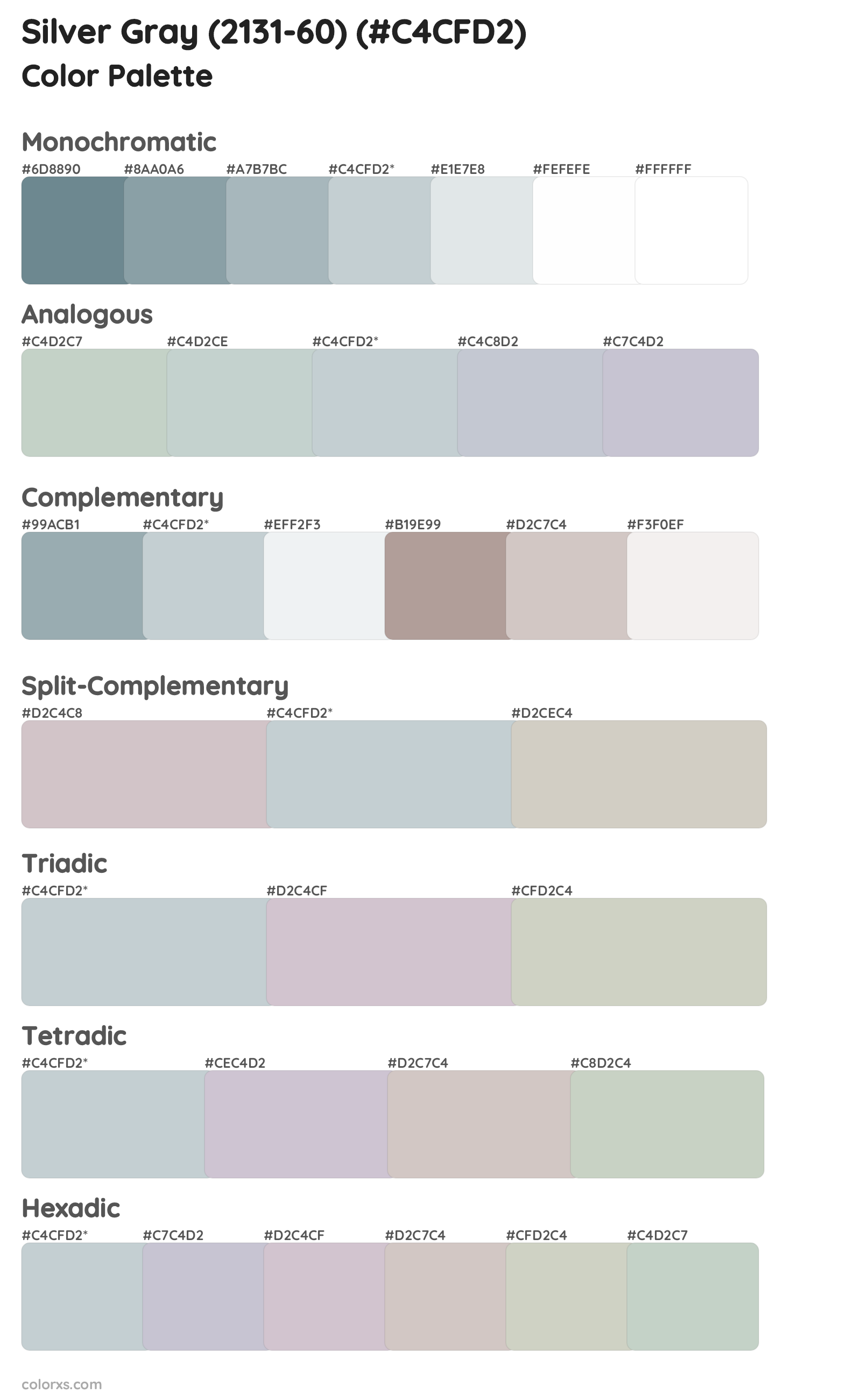 Silver Gray (2131-60) Color Scheme Palettes