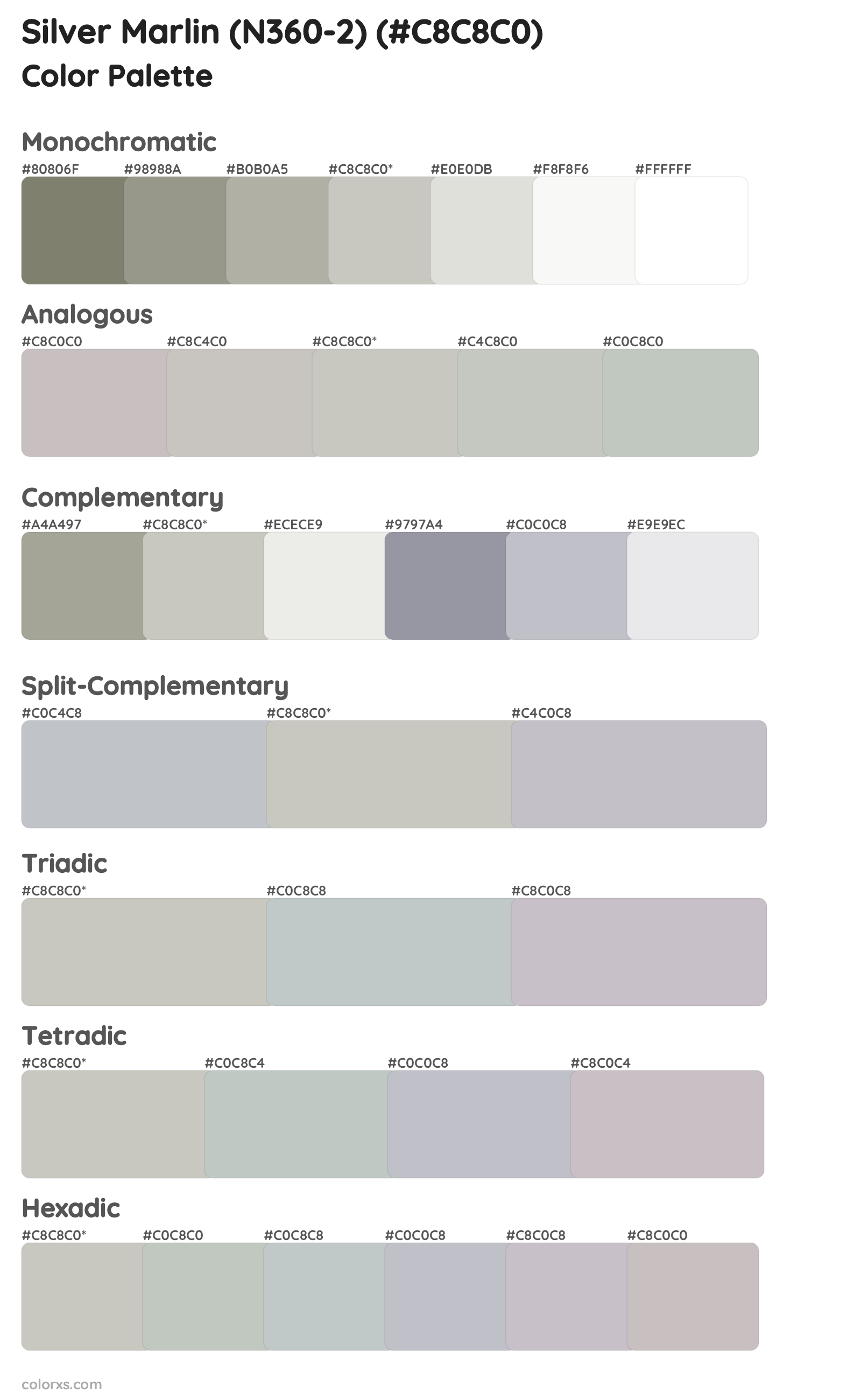 Silver Marlin (N360-2) Color Scheme Palettes