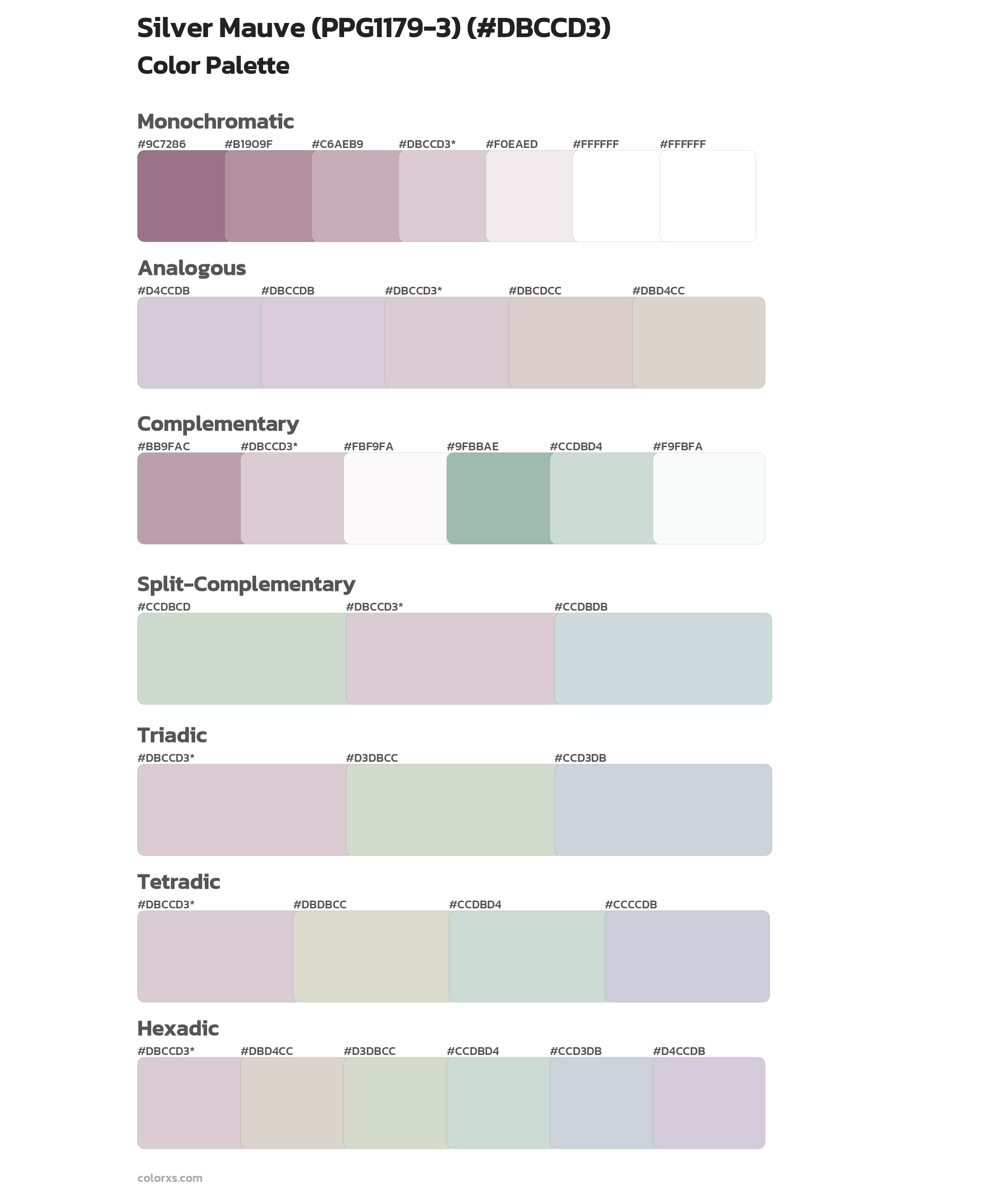 Silver Mauve (PPG1179-3) Color Scheme Palettes