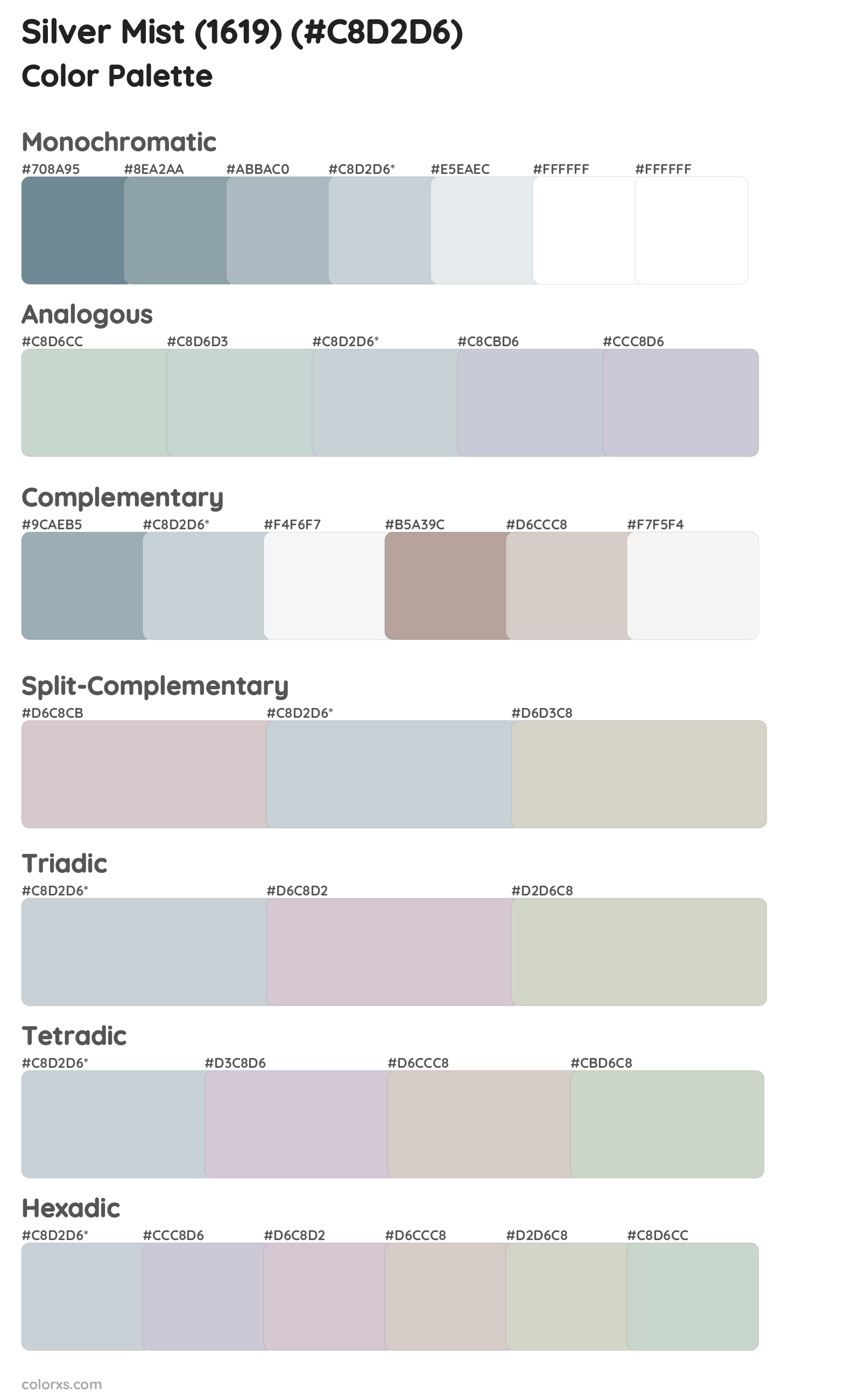 Silver Mist (1619) Color Scheme Palettes