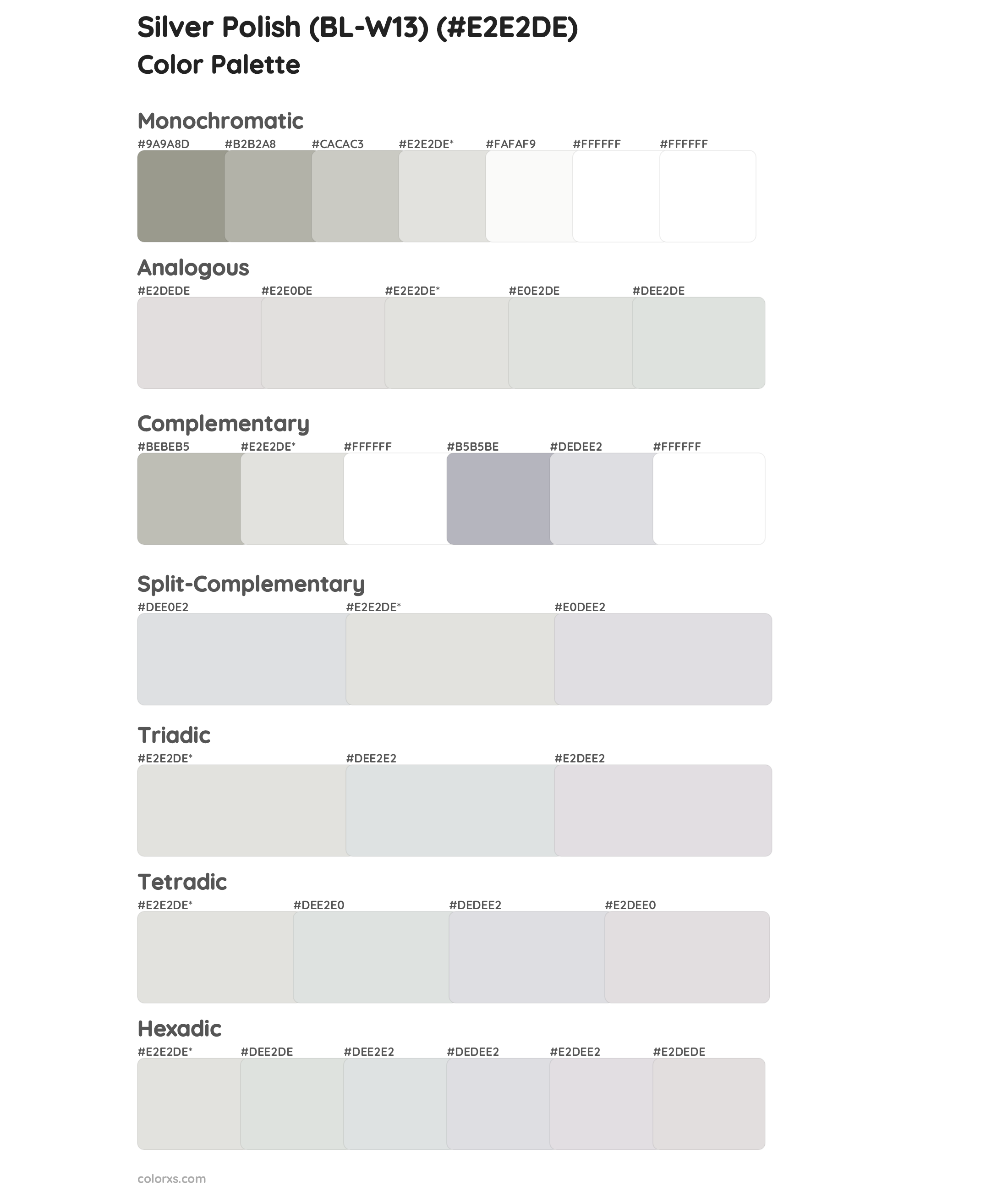 Silver Polish (BL-W13) Color Scheme Palettes