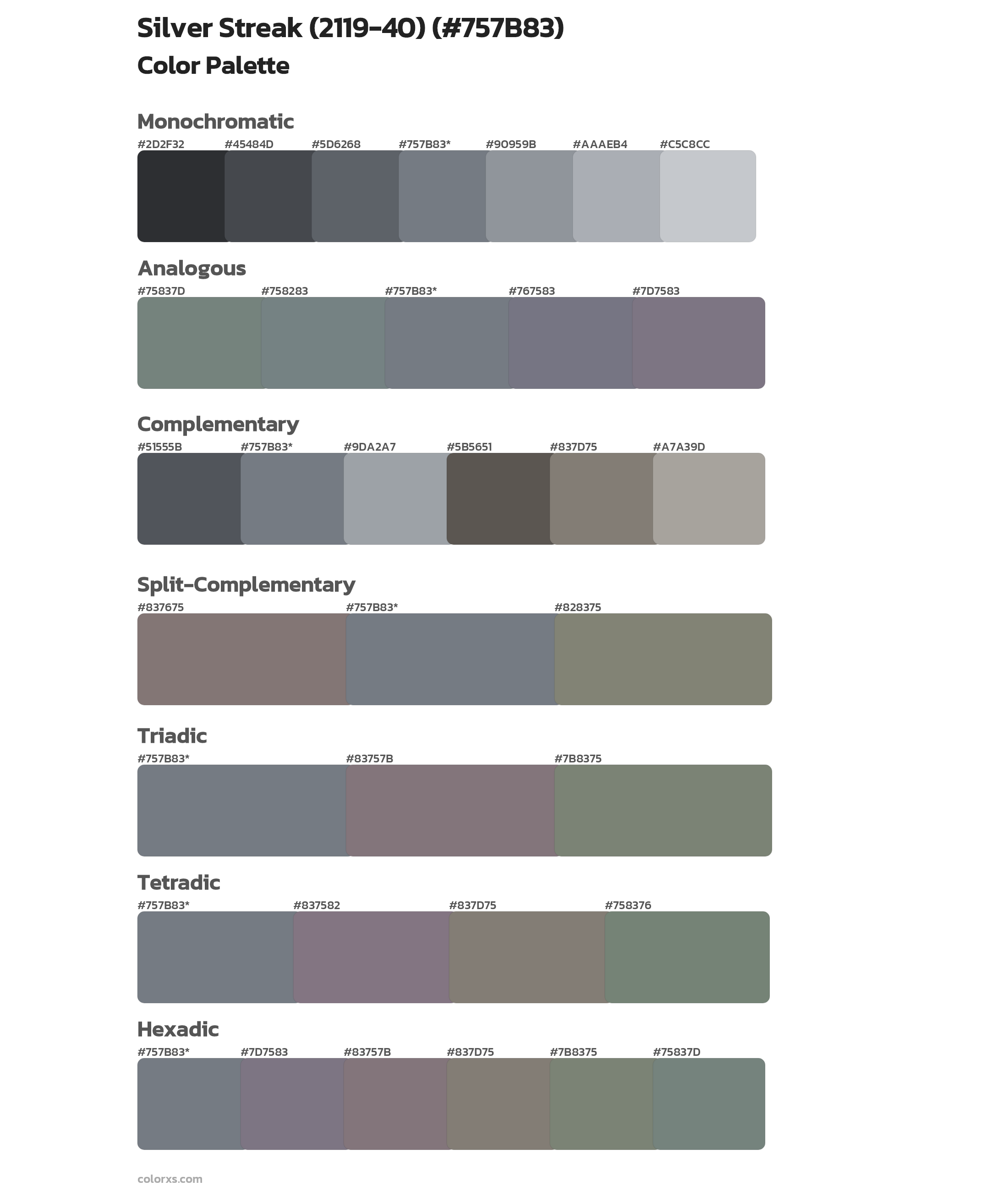 Silver Streak (2119-40) Color Scheme Palettes