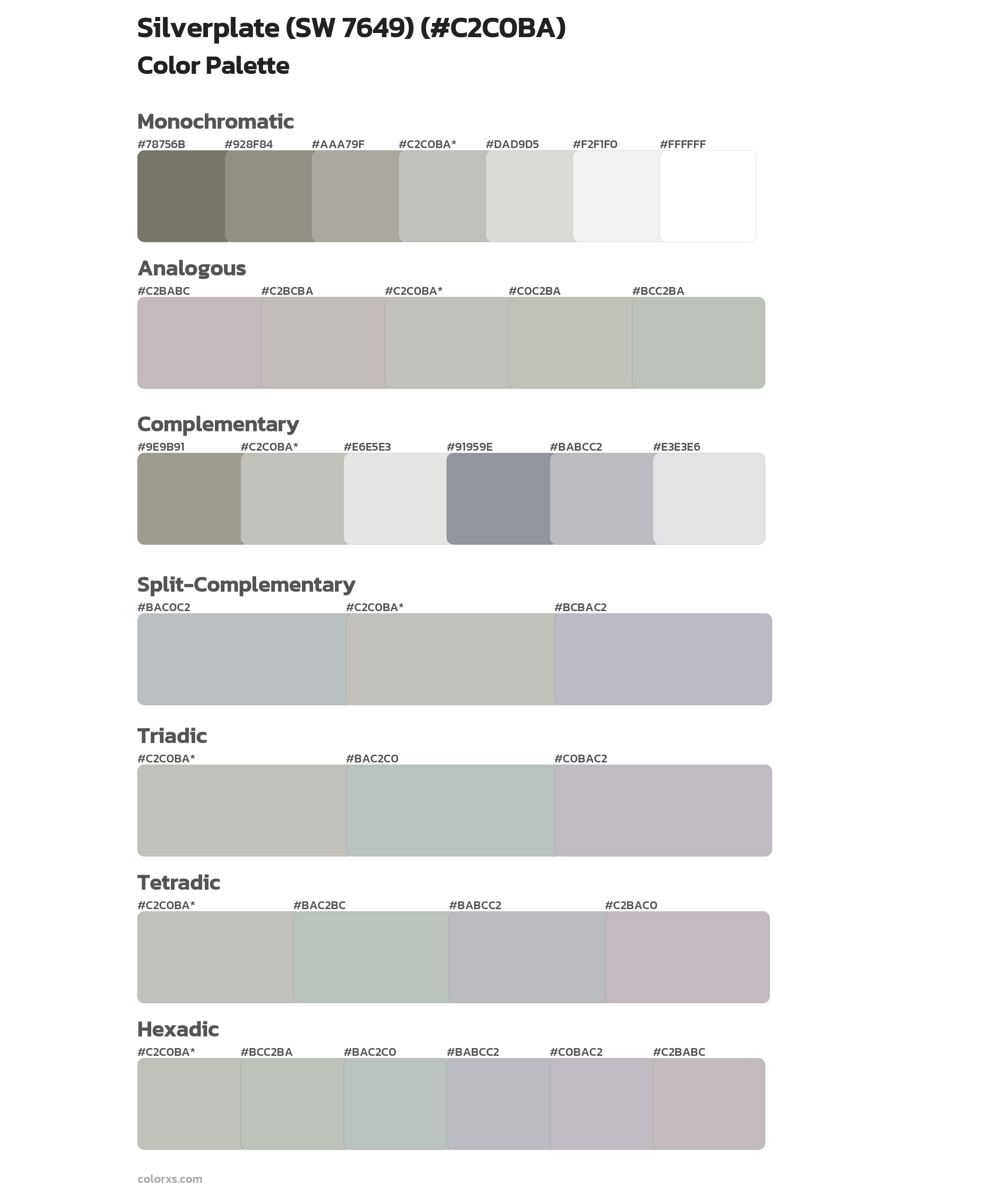 Silverplate (SW 7649) Color Scheme Palettes
