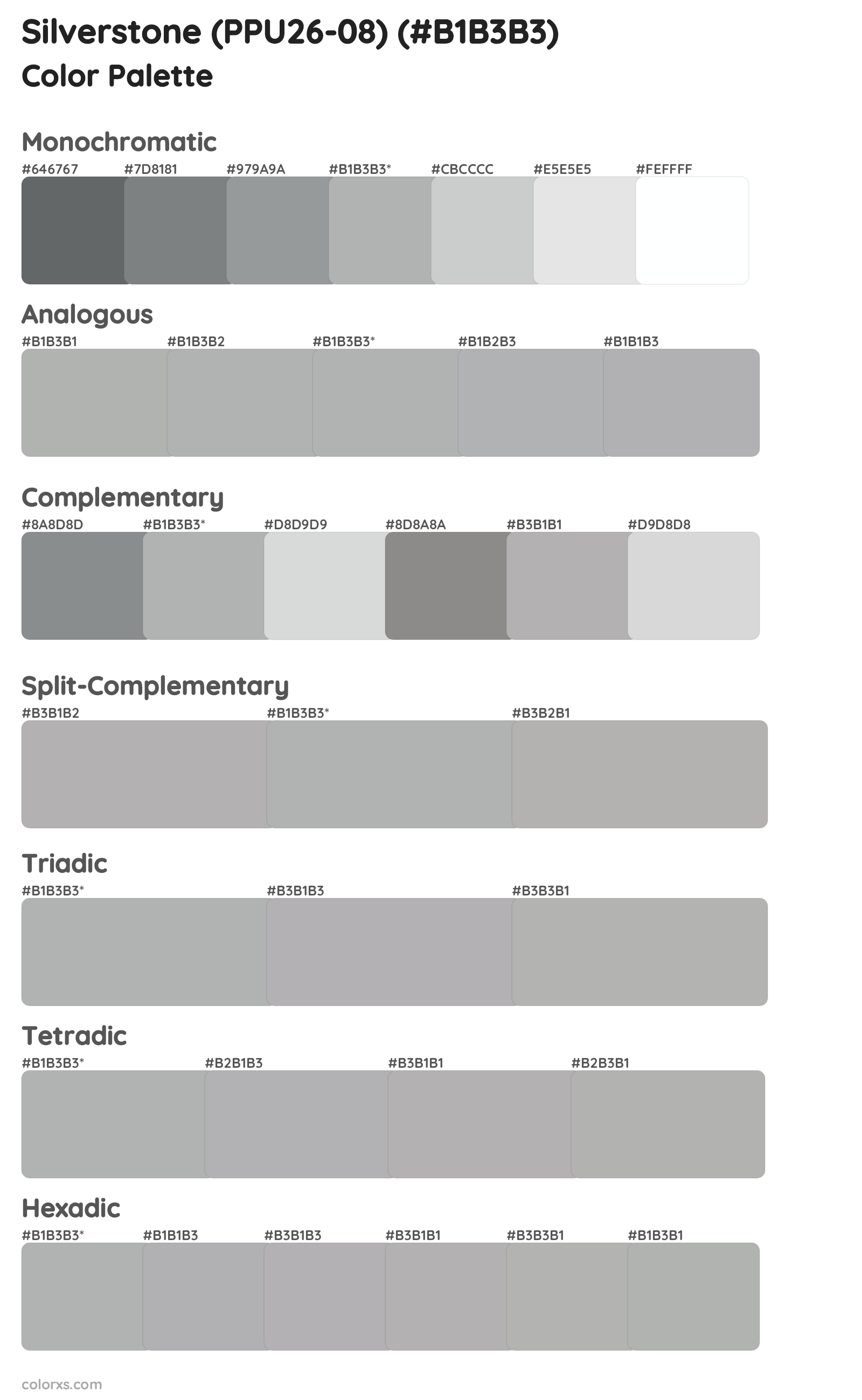 Silverstone (PPU26-08) Color Scheme Palettes